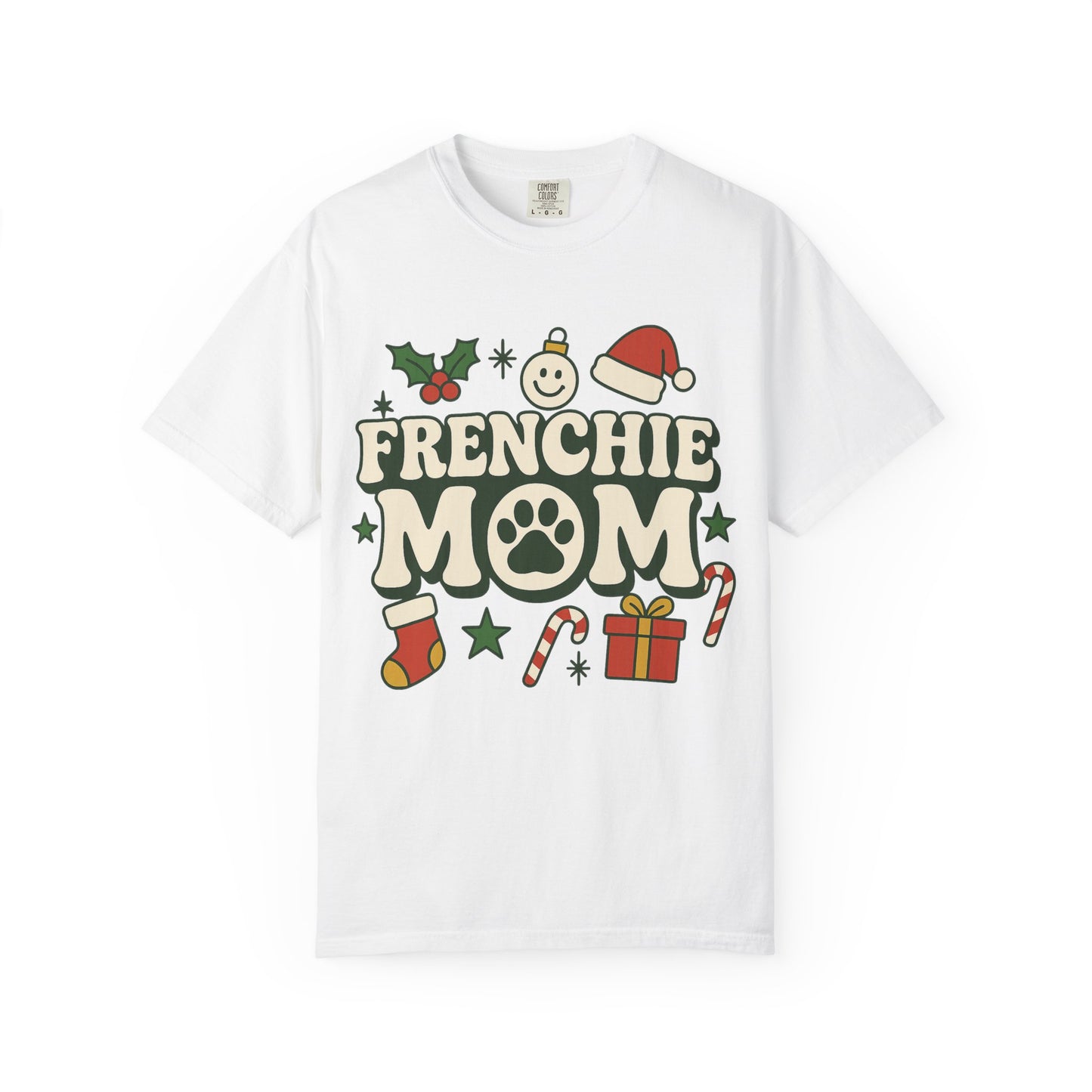Merry Frenchie Mom T-Shirt | Christmas Dog Mom Tee | Festive French Bulldog Top | Cute Holiday Dog Lover Gift Shirt