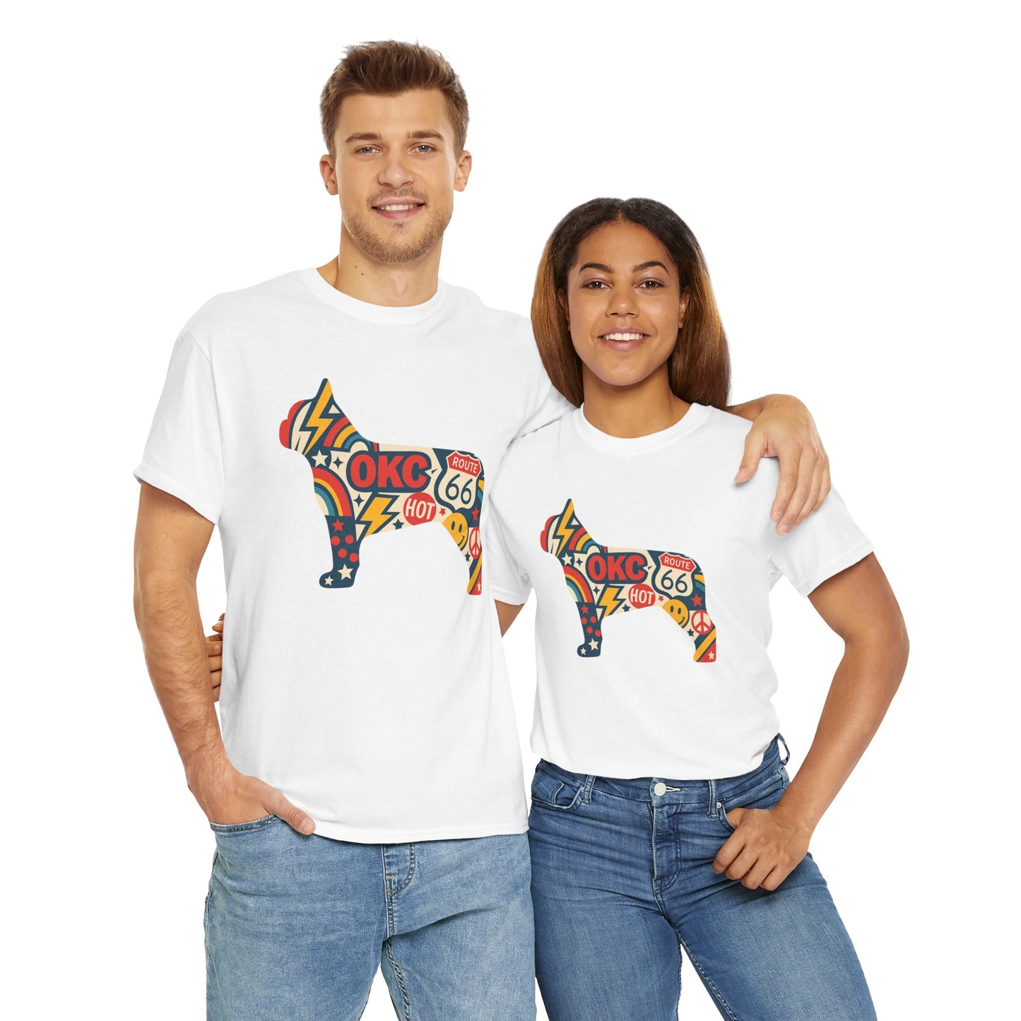 Oklahoma Route 66 French Bulldog T-Shirt | Retro OKC Frenchie Tee | Vintage Route 66 Dog Lover Shirt | Oklahoma Pride Gift for Frenchie Fans