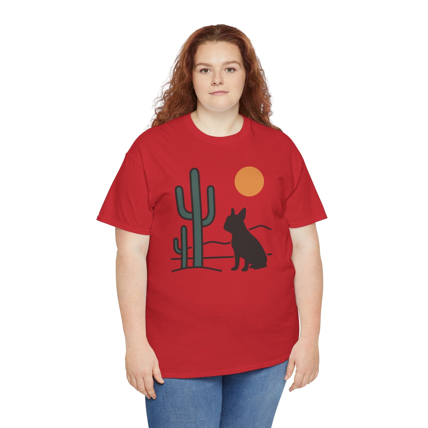 Desert Frenchie T-Shirt | Minimalist Cactus Dog Tee | French Bulldog Desert Sunset Shirt | Pet Lover Gift | Modern Graphic Dog Mom Tee