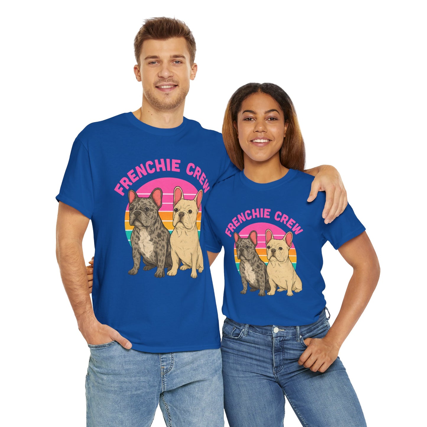 Frenchie Crew T-Shirt | Retro French Bulldog Tee | Merle & Cream Frenchie Dog Lover Shirt | Cute Gift for Frenchie Moms & Dads
