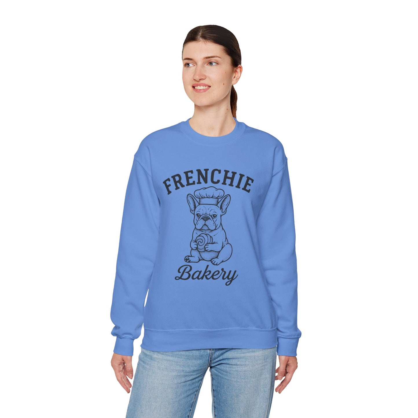 Frenchie Bakery Sweatshirt – Cozy French Bulldog Chef Crewneck, Funny Dog Lover Gift, Vintage Bakery-Inspired Frenchie Sweater