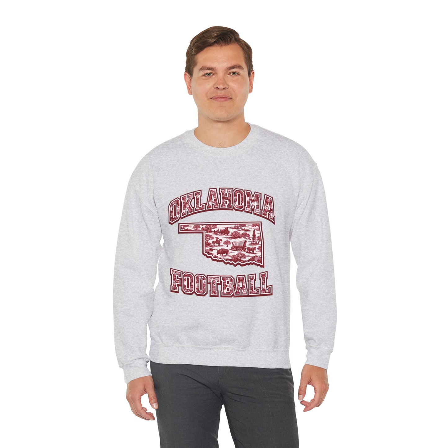 Oklahoma Football Sweatshirt, Oklahoma State Toile Crewneck, Crimson Game Day Sweatshirt, Oklahoma Fan Gift, Vintage Football Crewneck, sooner