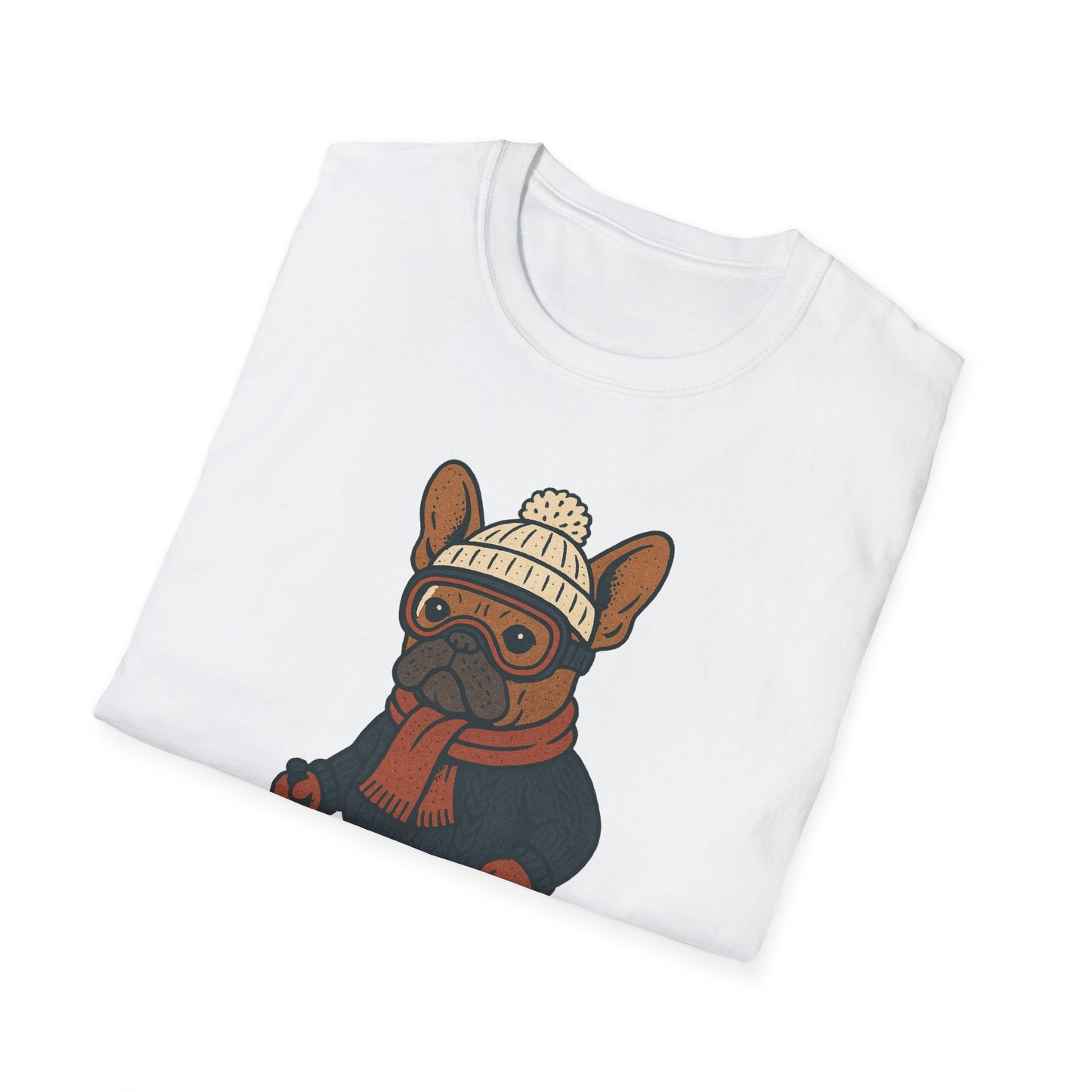 French Bulldog Skiing T-Shirt, Winter Frenchie Shirt, Ski Dog Graphic Tee, Cute Snow Dog Gift, Funny Frenchie Lover Shirt, Skiing Pup Tee