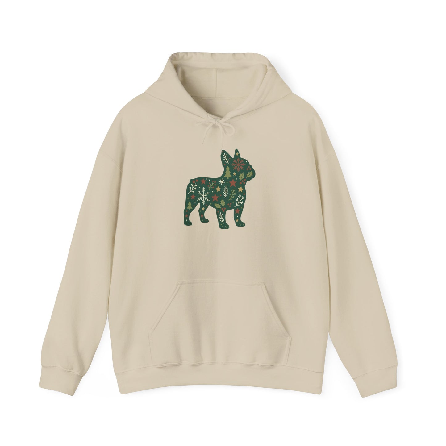 Christmas Frenchie Hoodie | Holiday French Bulldog Sweatshirt | Cute Dog Mom Gift | Frenchie Lover Xmas Hoodie | Winter Dog Silhouette Pullover