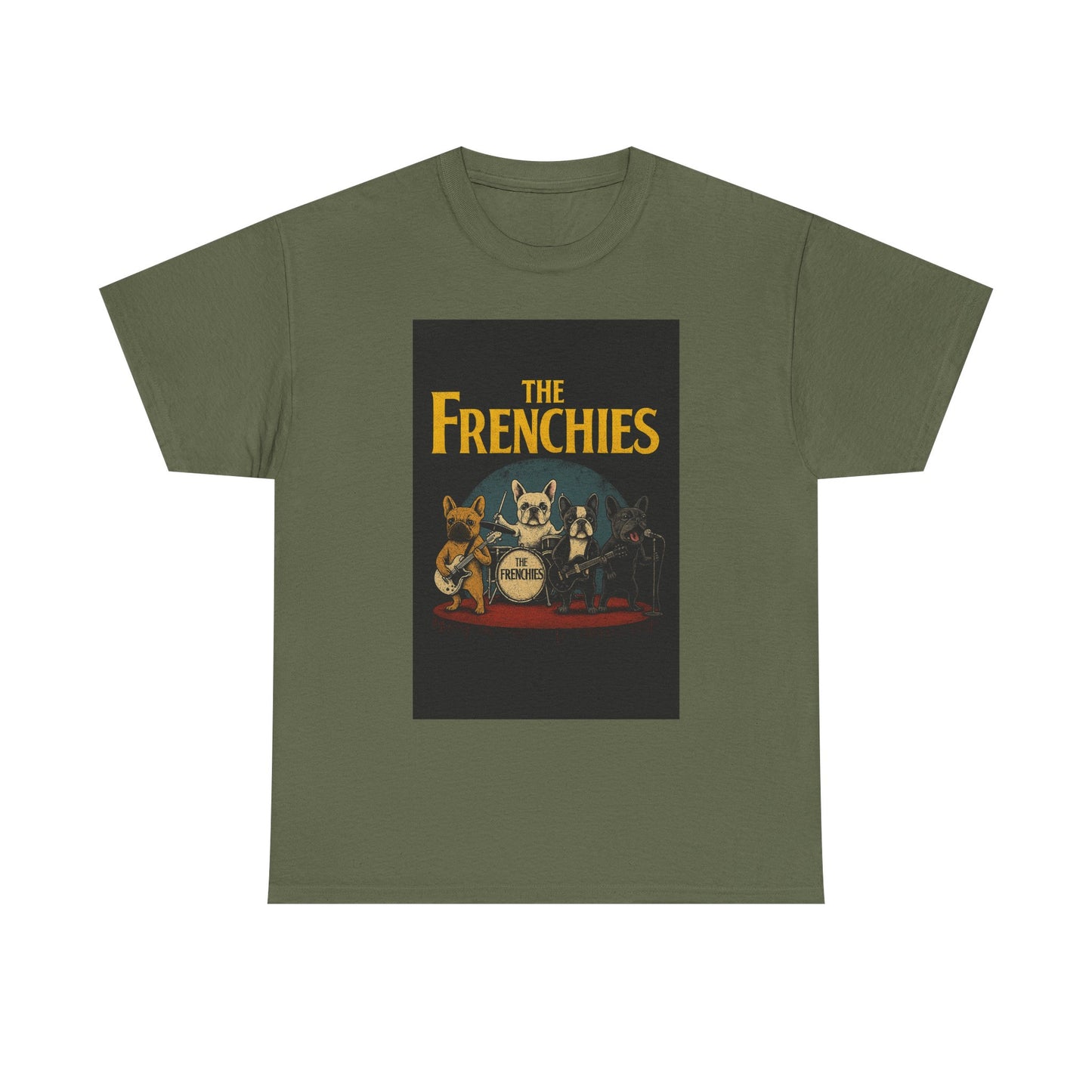 The Frenchies Band T-Shirt | Retro French Bulldog Graphic Tee | Funny Dog Lover Gift | Vintage Concert Style Frenchie Shirt