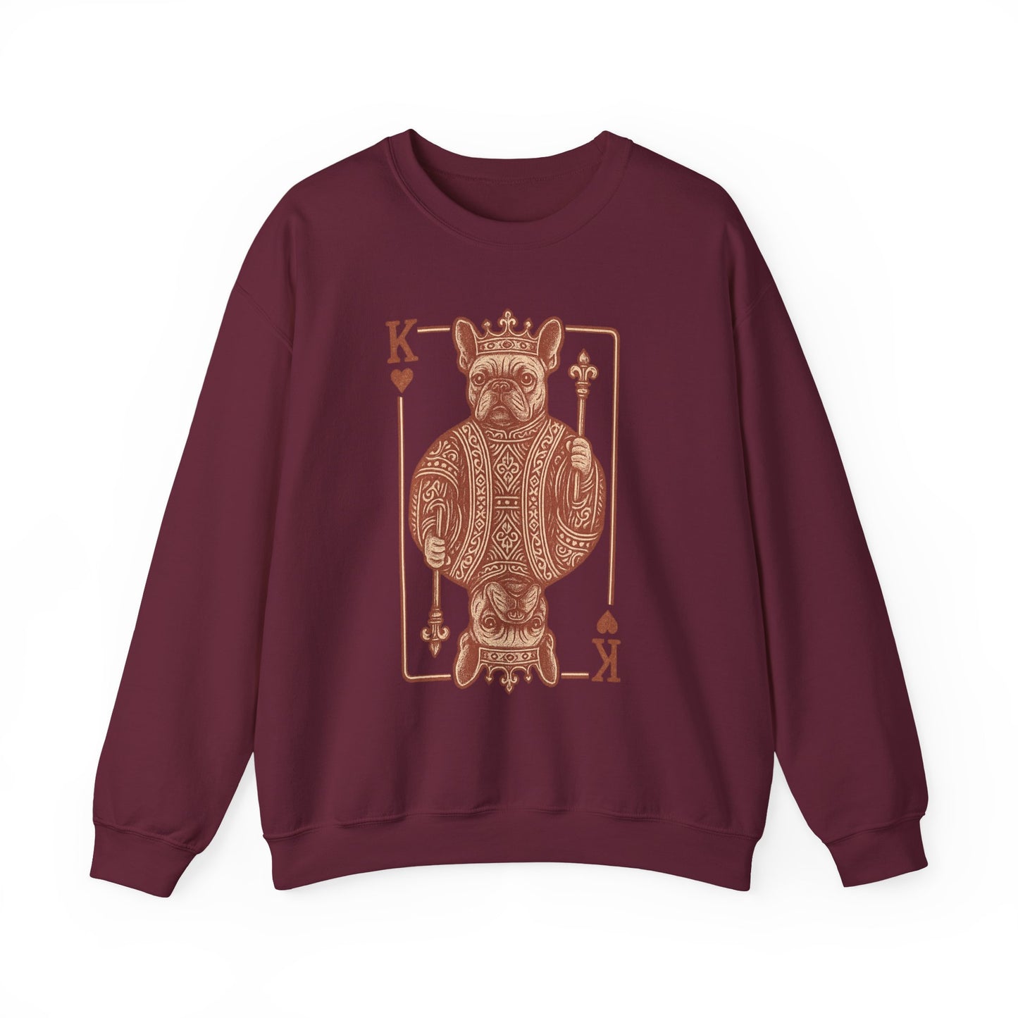 King French Bulldog Sweatshirt, Frenchie Playing Card Crewneck, Royal French Bulldog Pullover, King of Hearts Frenchie Sweatshirt, Vintage Dog Lover Gift