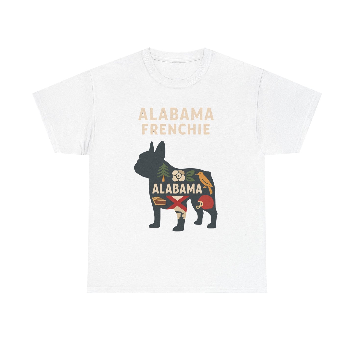 Alabama Frenchie T-Shirt – French Bulldog State Pride Tee, Retro Alabama Dog Lover Shirt, Southern Frenchie Gift for Pet Lovers
