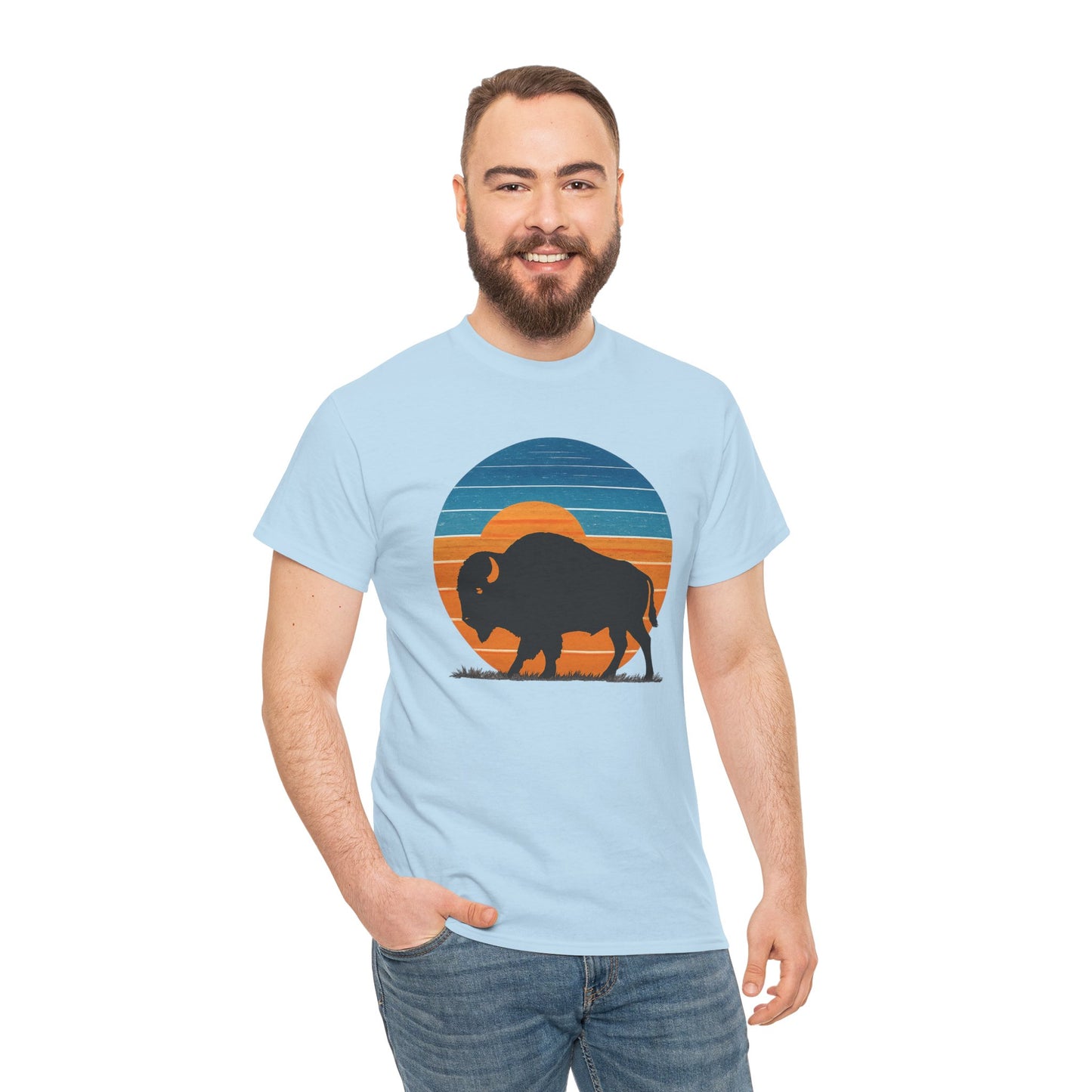 Oklahoma Bison Sunset Shirt | Retro Buffalo Tee | OKC Basketball Colors T-Shirt