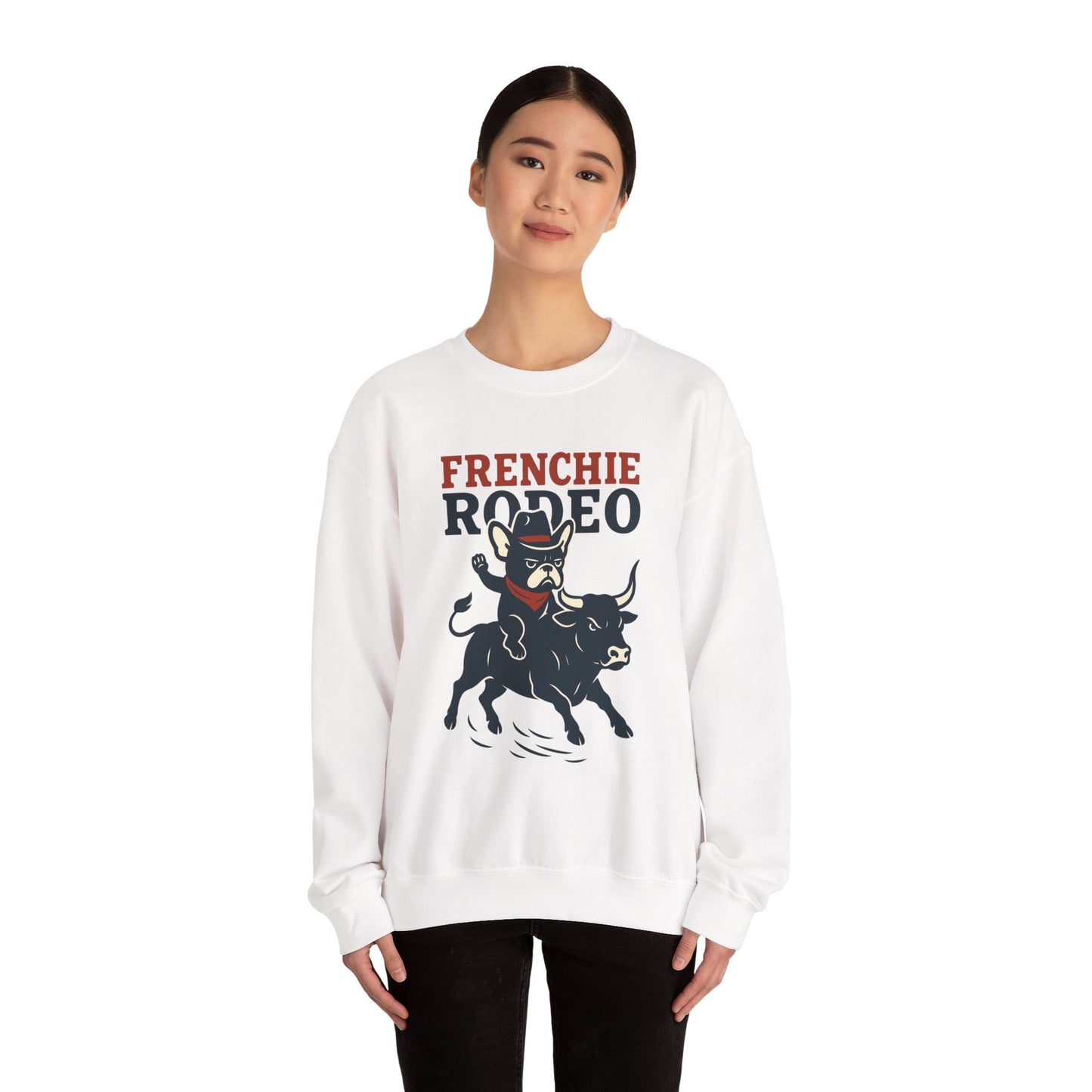Frenchie Rodeo Sweatshirt – Cowboy French Bulldog Crewneck, Western Dog Lover Gift, Funny Rodeo Pullover for Pet Moms & Dads