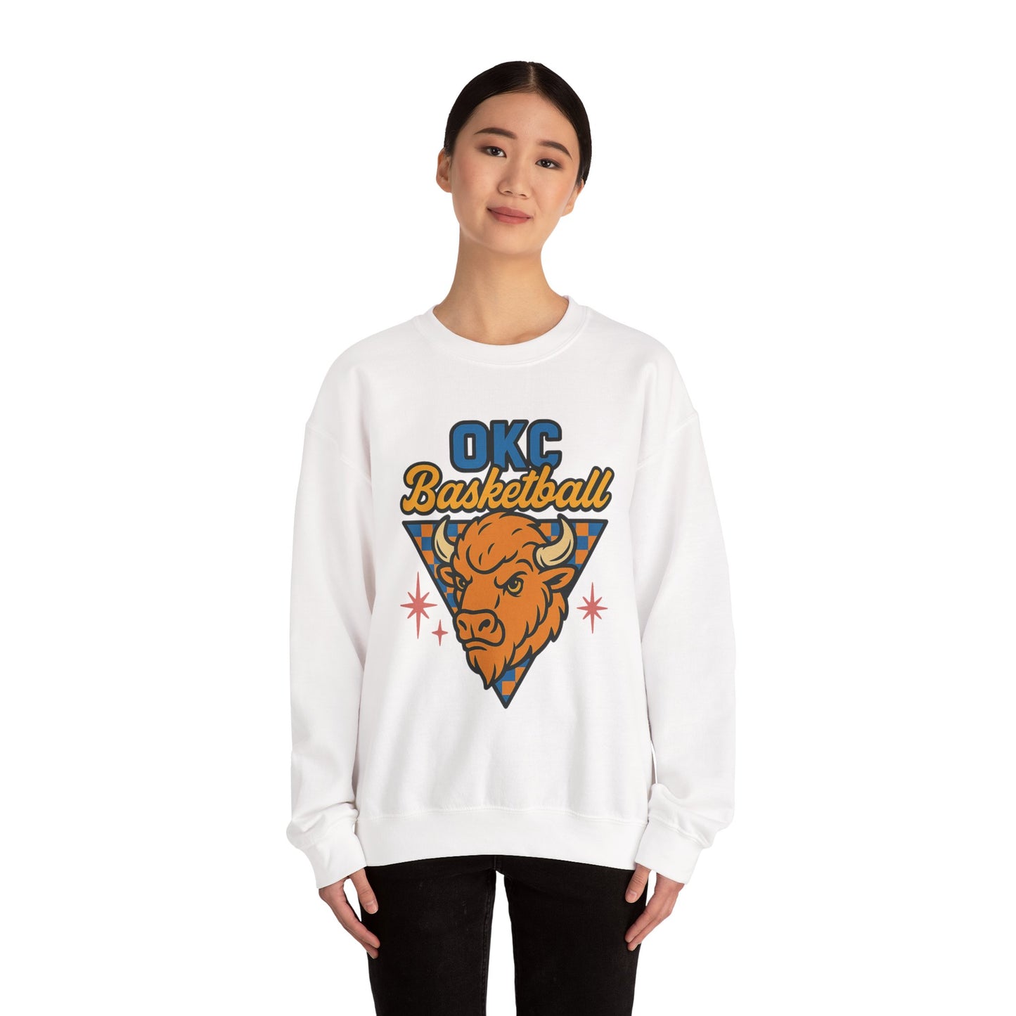 OKC Basketball Sweatshirt | Oklahoma City Retro Sports Crewneck | Bison Graphic Sweatshirt | Cozy Game Day Hoodie Alternative | OKC Fan Gift