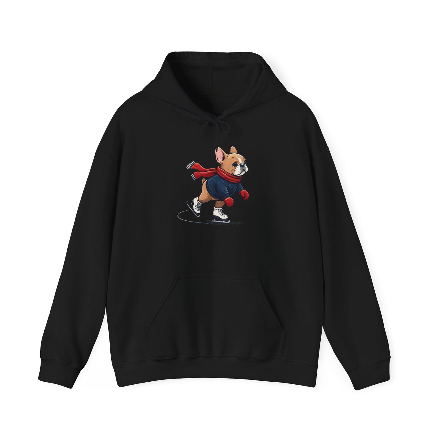 Ice Skating Frenchie Hoodie – Cute Winter French Bulldog Sweatshirt, Holiday Dog Lover Gift, Cozy Skating Pup Hoodie, Frenchie Christmas Hoodie