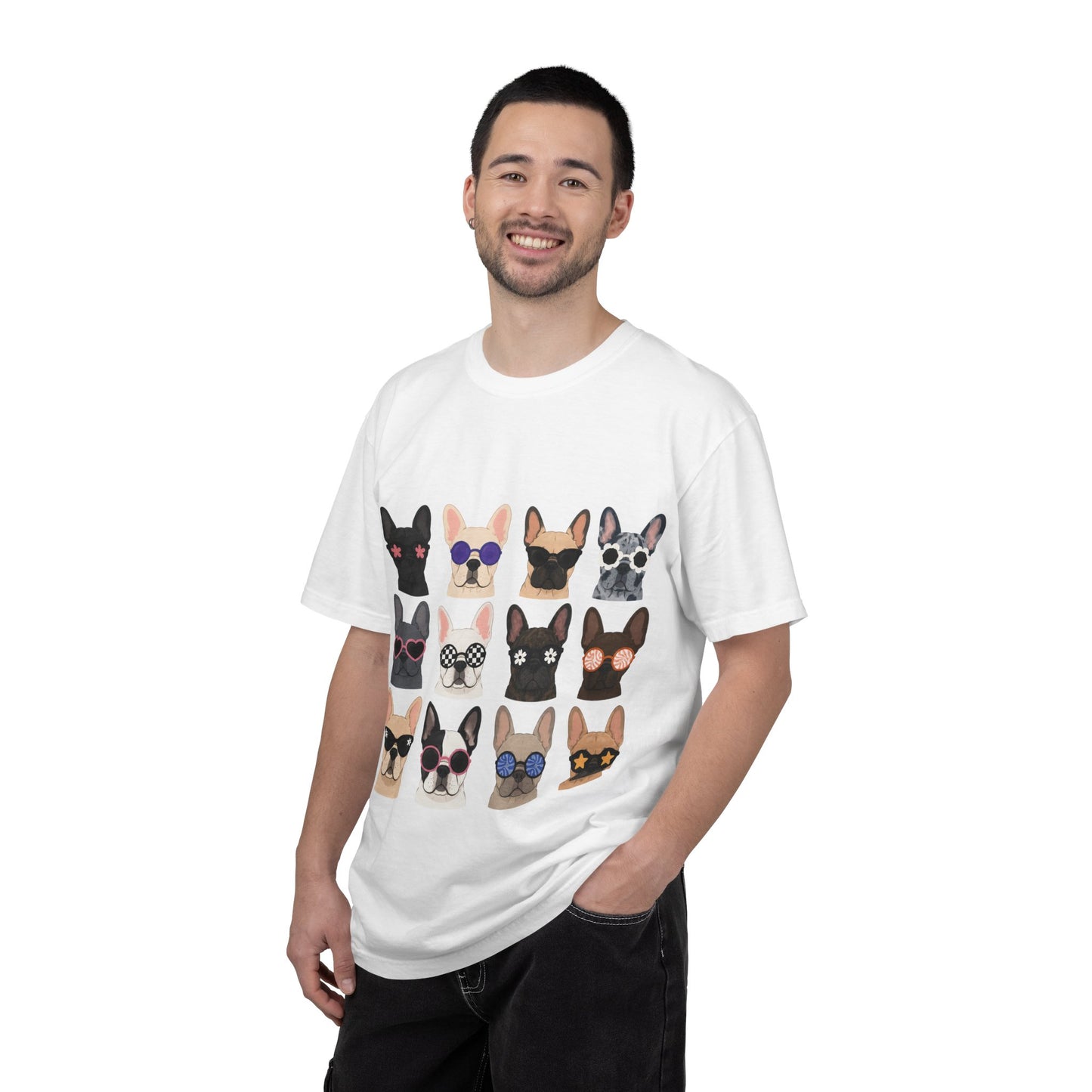 French Bulldog Sunglasses Shirt, Frenchie Faces Tee, Cute French Bulldog Shirt, Colorful Frenchie Dog Lover Gift, Dog Mom Graphic Tee