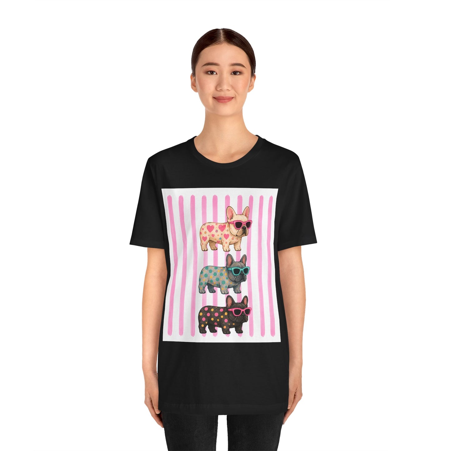 Cute French Bulldog Shirt, Pink Frenchie Sunglasses Tee, Colorful Frenchie Graphic Shirt, Dog Mom Gift, French Bulldog Lover T-Shirt