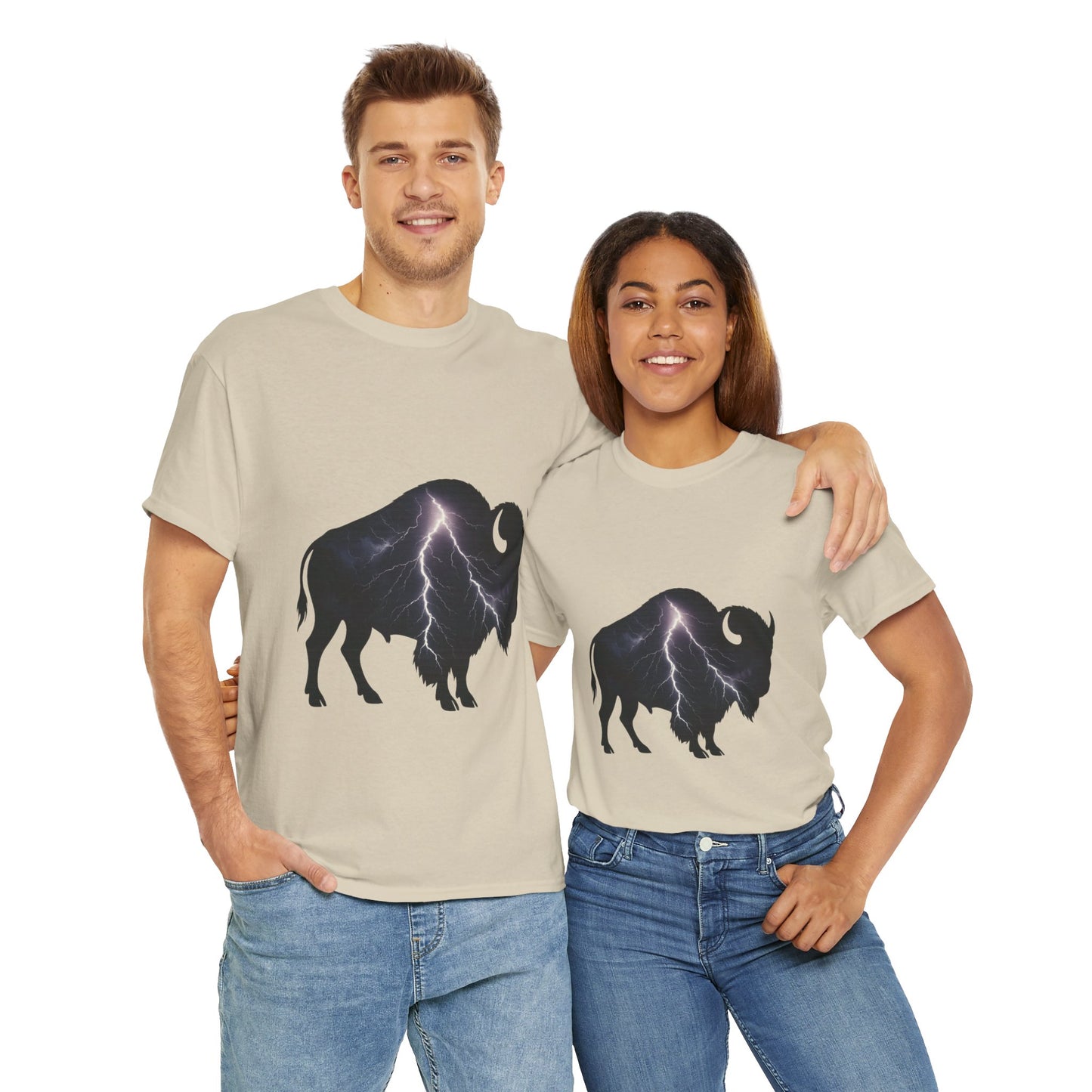Lightning Bison T-Shirt – Oklahoma City Thunder-Inspired Tee, Electric Bison Graphic Shirt, OKC Basketball Fan Apparel