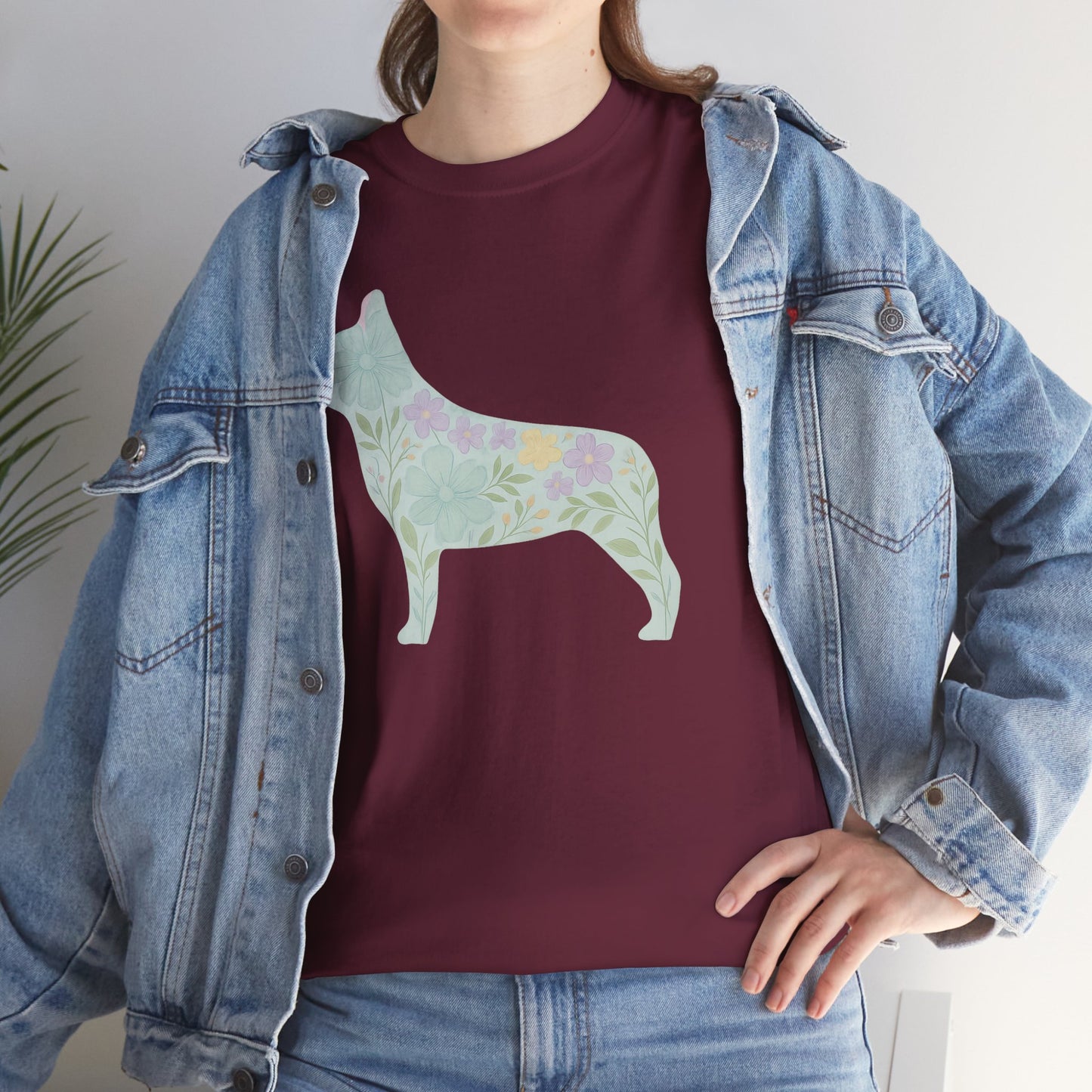 Floral French Bulldog T-Shirt | Pastel Dog Lover Tee | Soft Floral Frenchie Silhouette Shirt | Cute Gift for French Bulldog Moms
