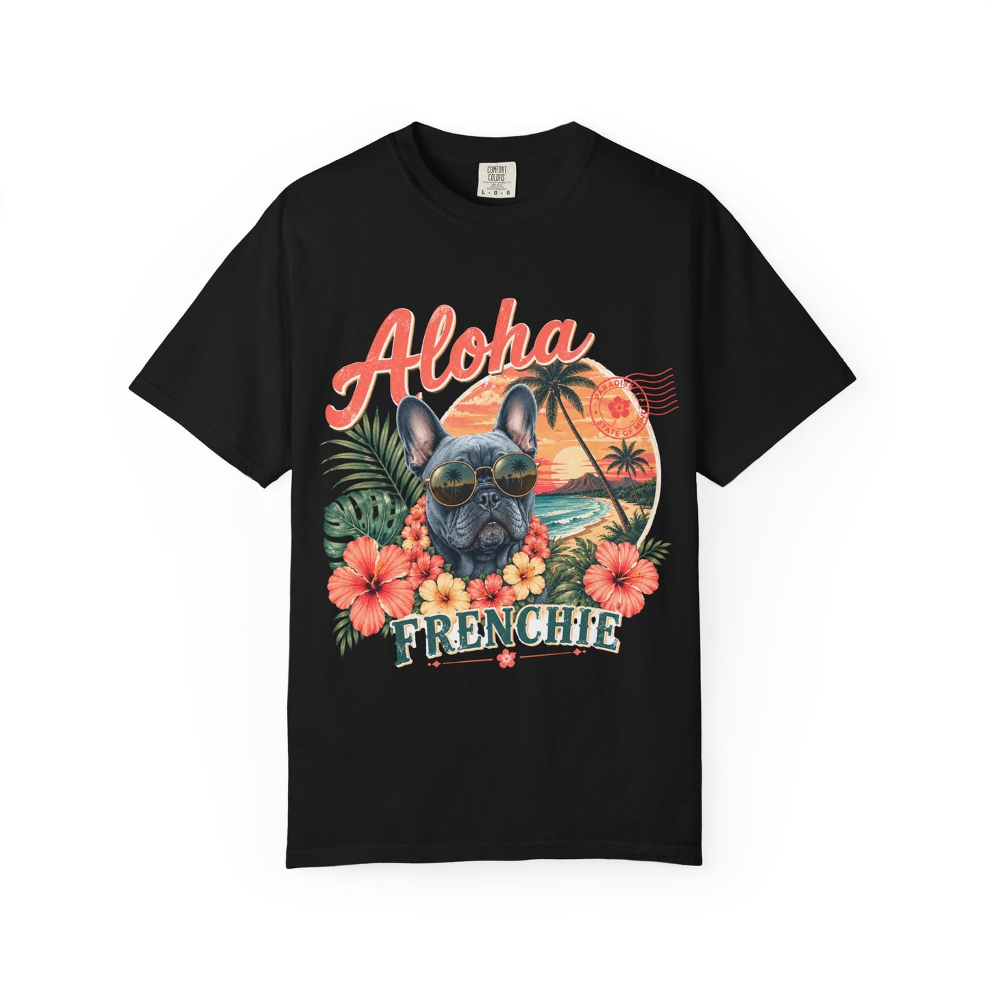 Aloha Frenchie T-Shirt — Hawaiian Sunset French Bulldog Tee