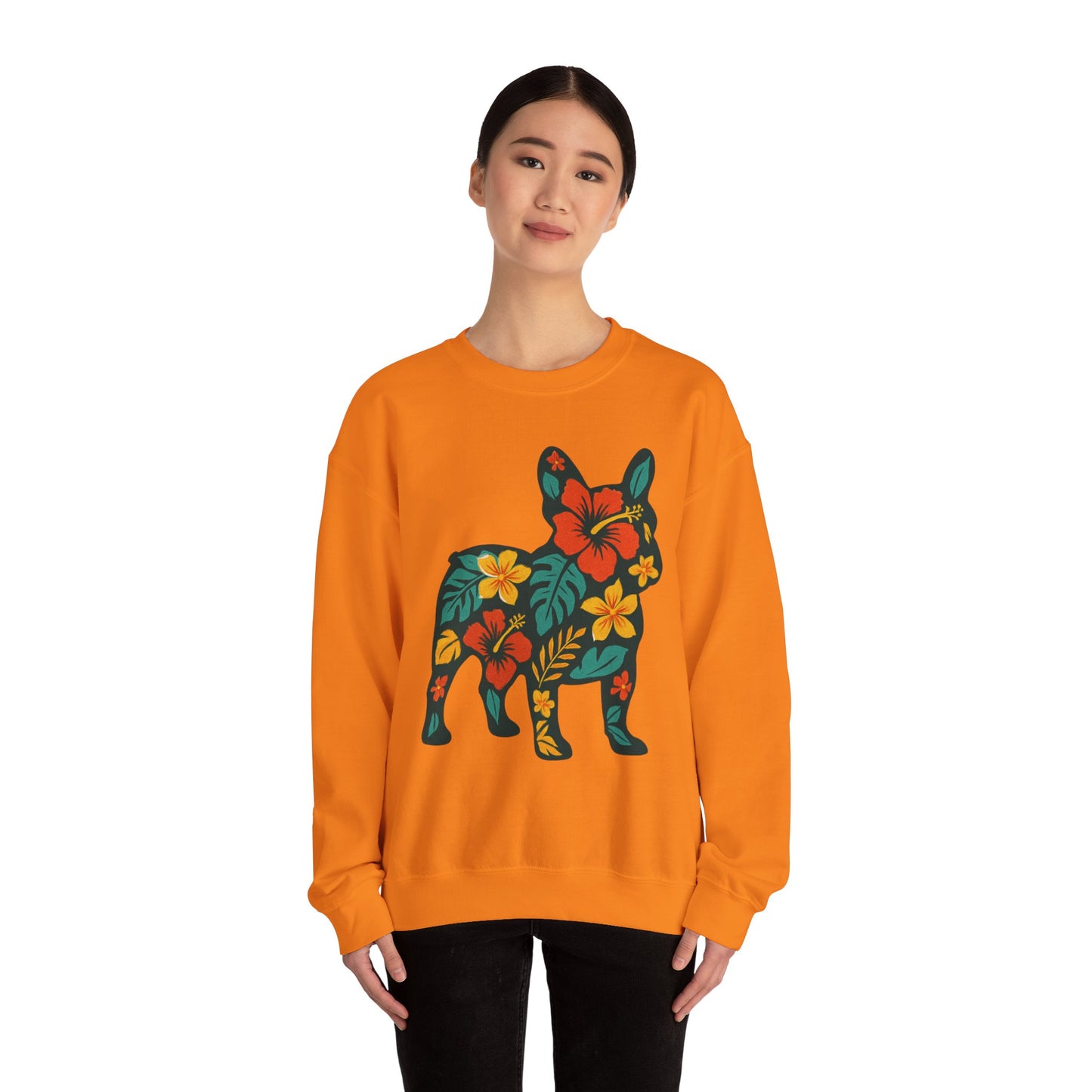 Hawaiian French Bulldog Sweatshirt | Tropical Floral Frenchie Sweater | Summer Dog Lover Gift | Cute Floral Frenchie Pullover