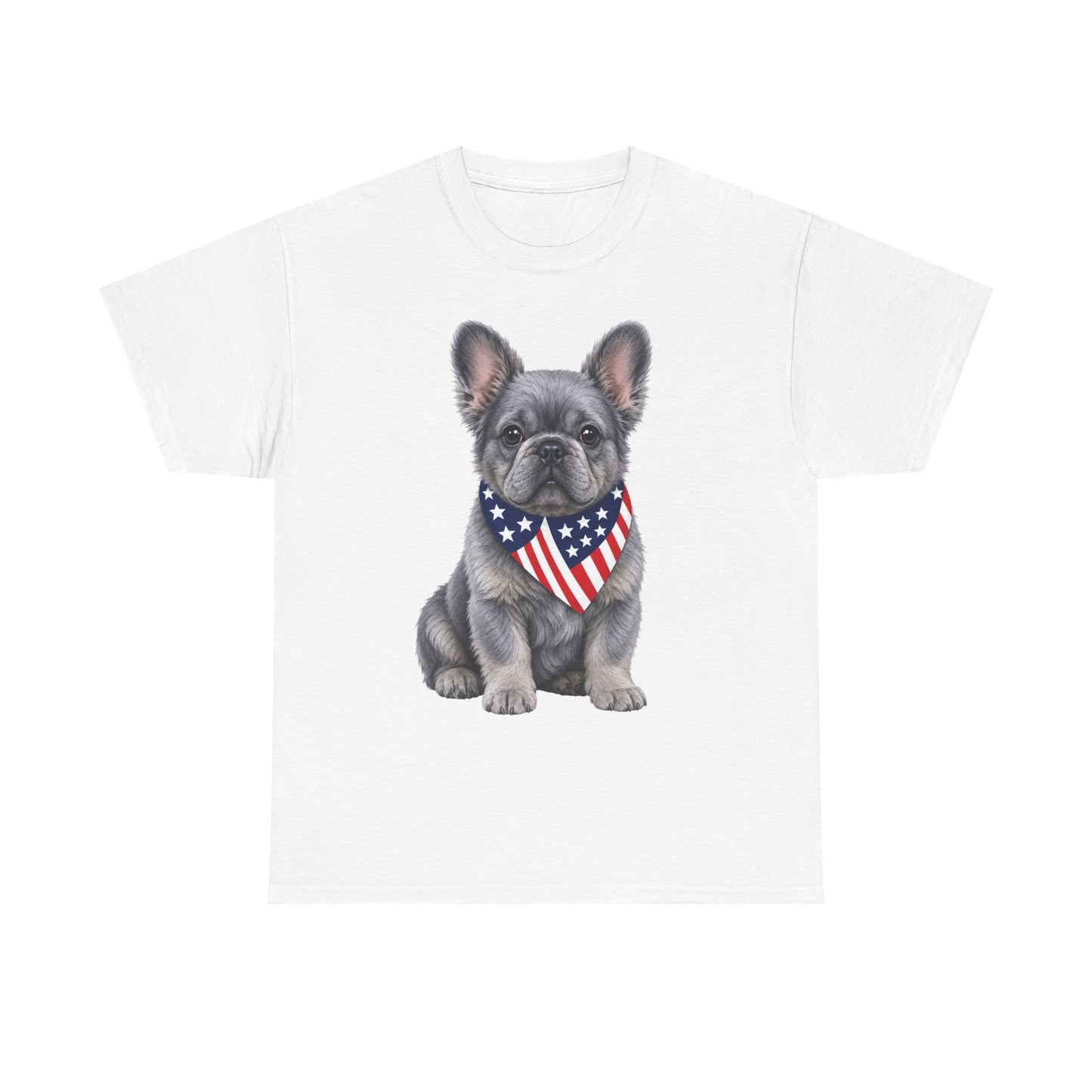Patriotic Fluffy French Bulldog Shirt, Fluffy Frenchie American Flag Tee, Fourth of July Dog Lover Shirt, USA Fluffy Frenchie Gift
