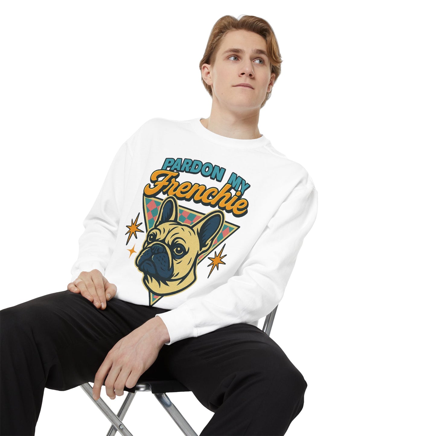 Pardon My Frenchie Sweatshirt | Retro French Bulldog Pullover | Funny Dog Lover Crewneck | Vintage Graphic Frenchie Gift