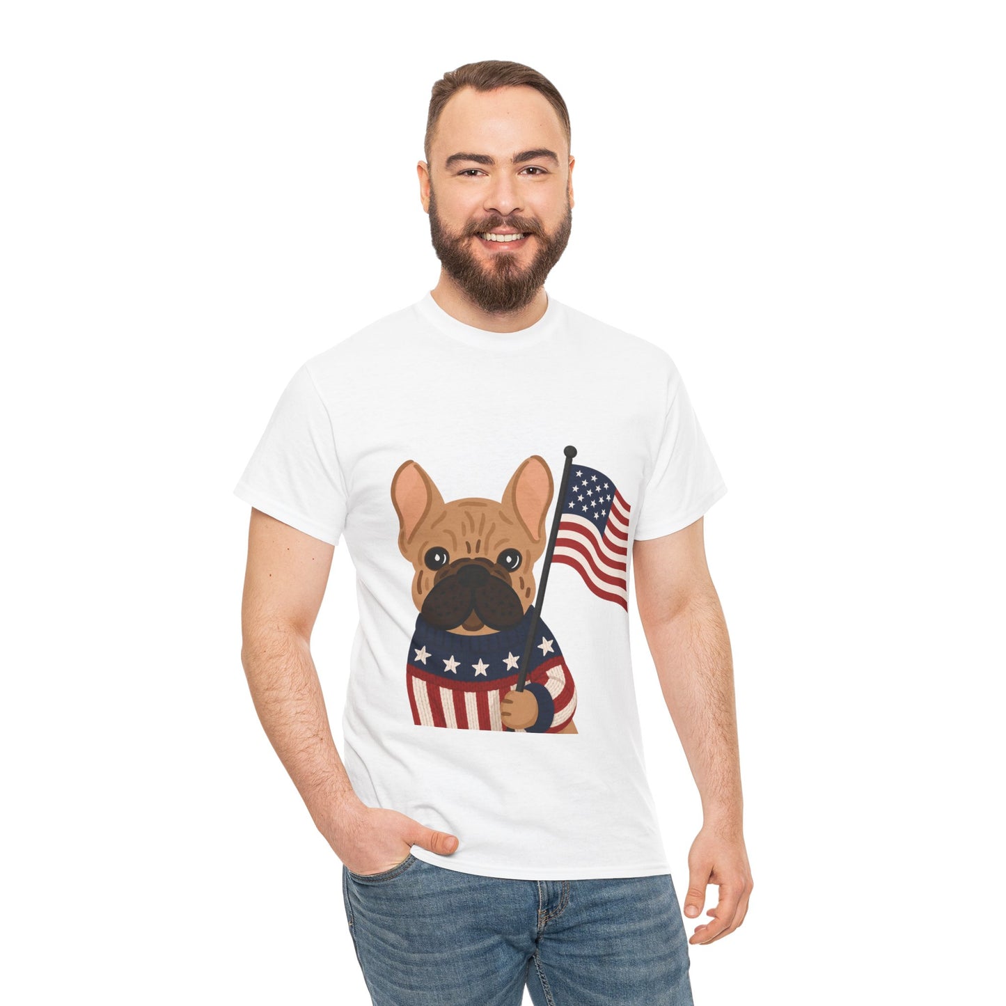 Patriotic French Bulldog Shirt, American Flag Frenchie Tee, Fourth of July Dog Lover Shirt, USA French Bulldog Gift, Patriotic Puppy Sweater Tee