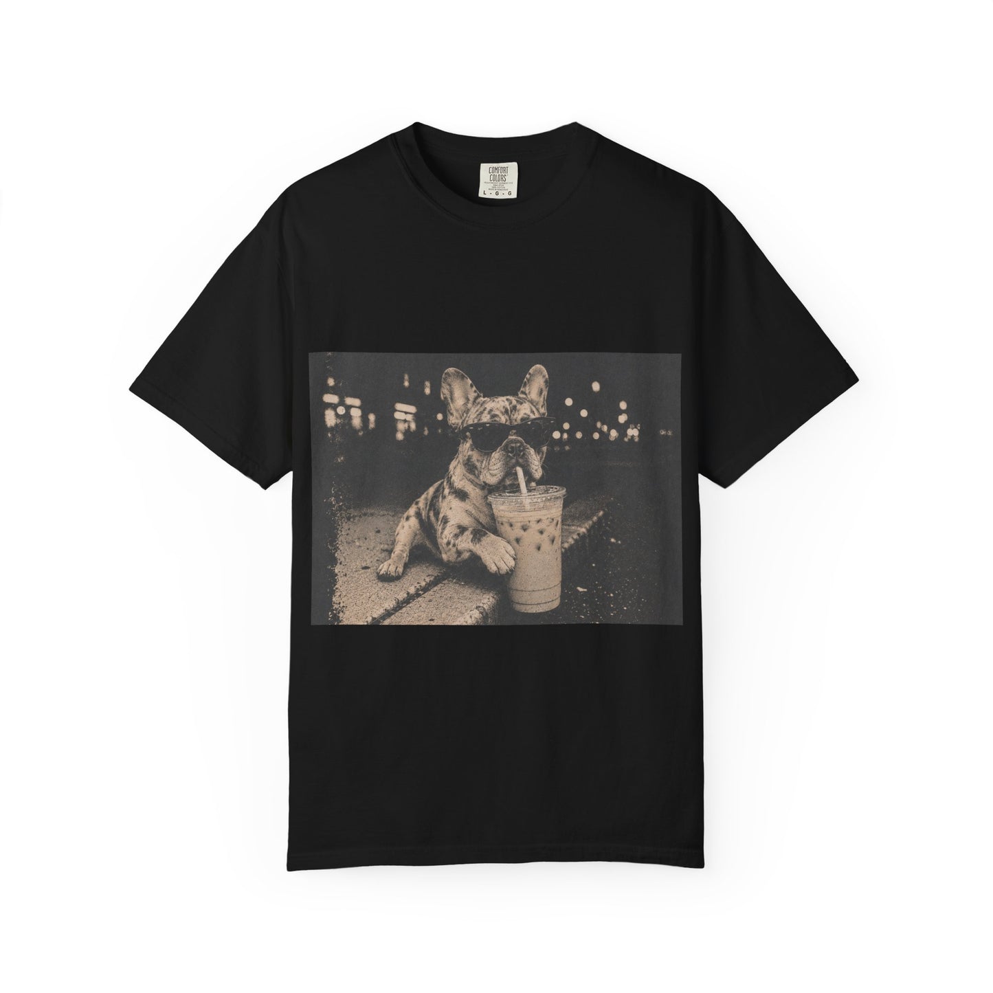 Funny Coffee French Bulldog Shirt, Iced Coffee Frenchie Tee, Vintage French Bulldog Coffee Lover Shirt, Dog Mom Gift, Cafe Frenchie Shirt