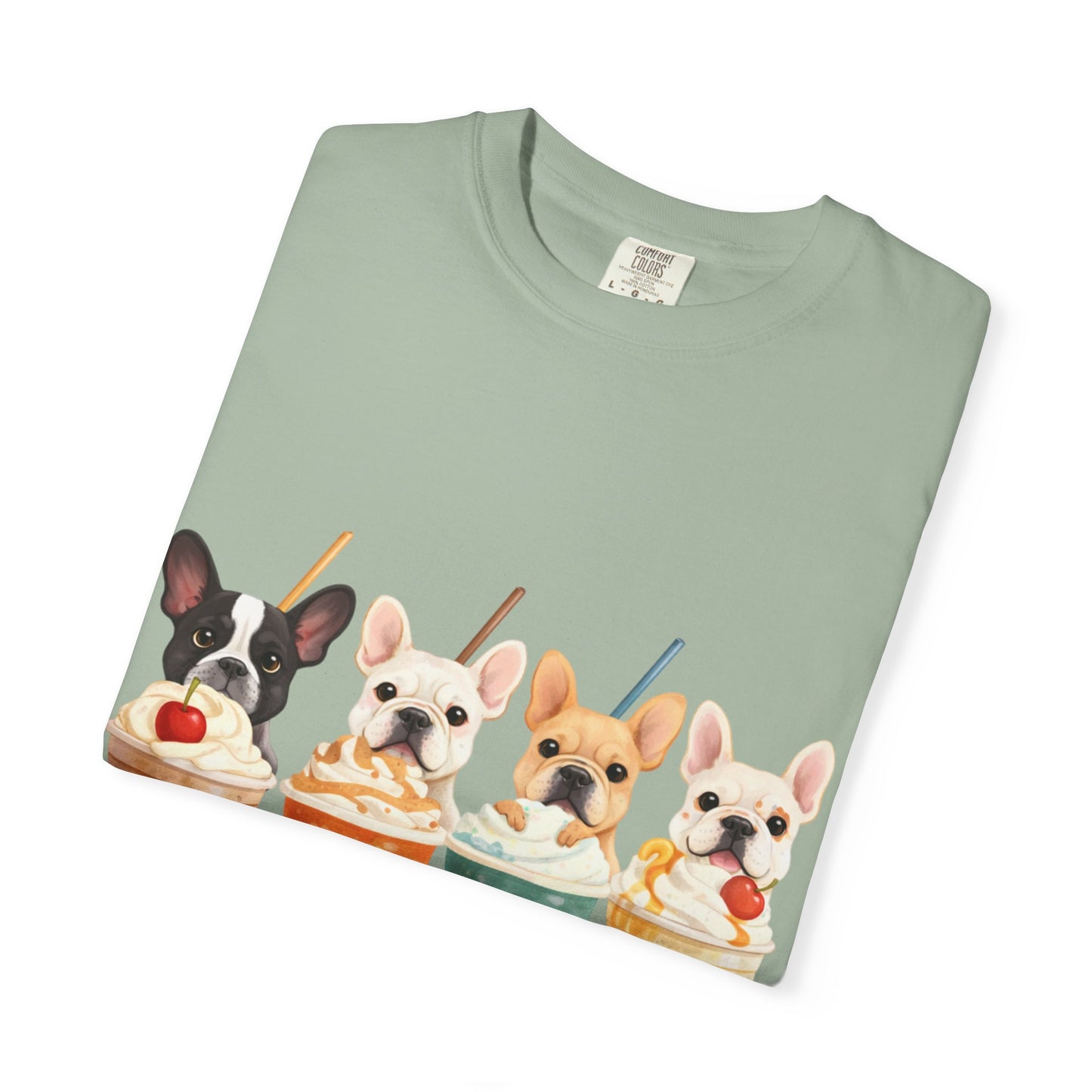 Frenchies & Frappés Shirt, French Bulldog Coffee Shirt, Cute Frenchie Café Tee, Coffee Lover Dog Shirt, Dog Mom Gift, French Bulldog Graphic Tee