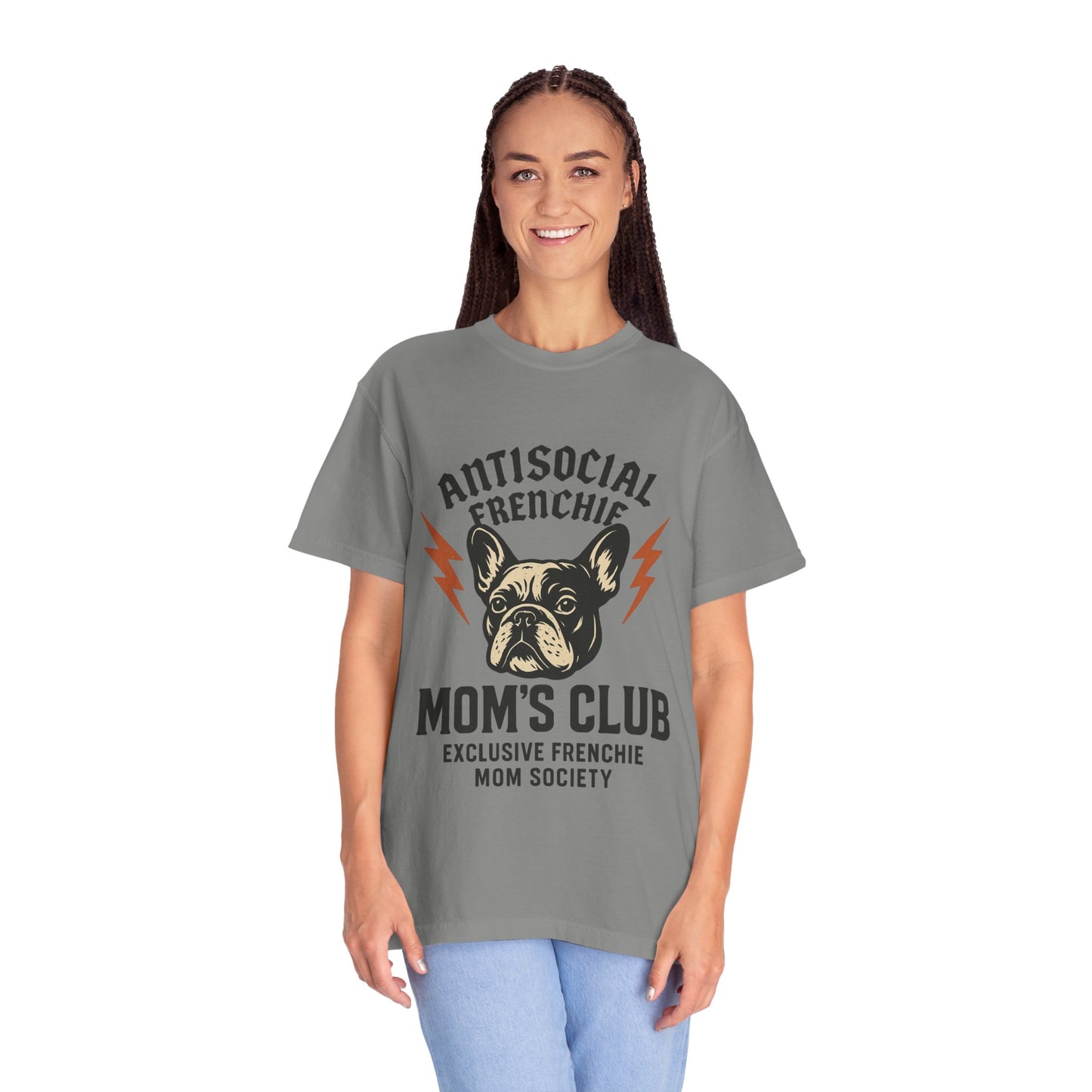 Antisocial Frenchie Mom’s Club Shirt – Retro French Bulldog Mom Tee, Funny Frenchie Lover Gift, Vintage Dog Mom Graphic T-Shirt