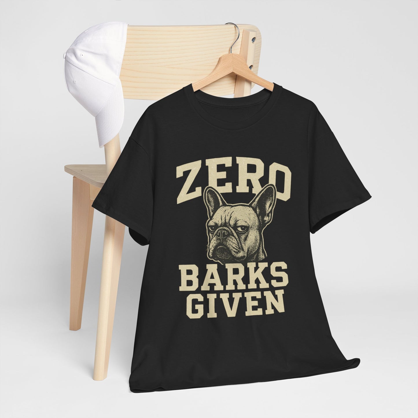 Zero Barks Given Frenchie T-Shirt – Funny French Bulldog Tee, Grumpy Dog Humor Shirt, Frenchie Lover Gift, Dog Mom Graphic Tee, Vintage Style Dog Shirt