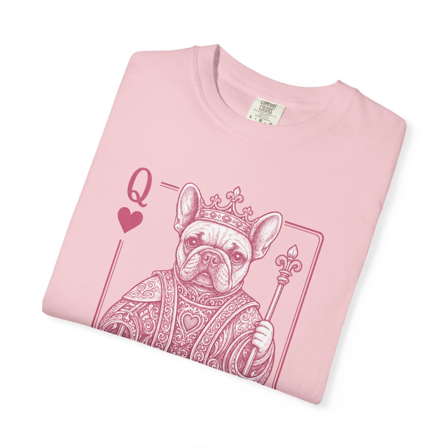 Queen of Hearts French Bulldog Shirt, Frenchie Queen Playing Card Tee, Dog Mom Gift, Cute French Bulldog Graphic Shirt, Royal Frenchie T-Shirt