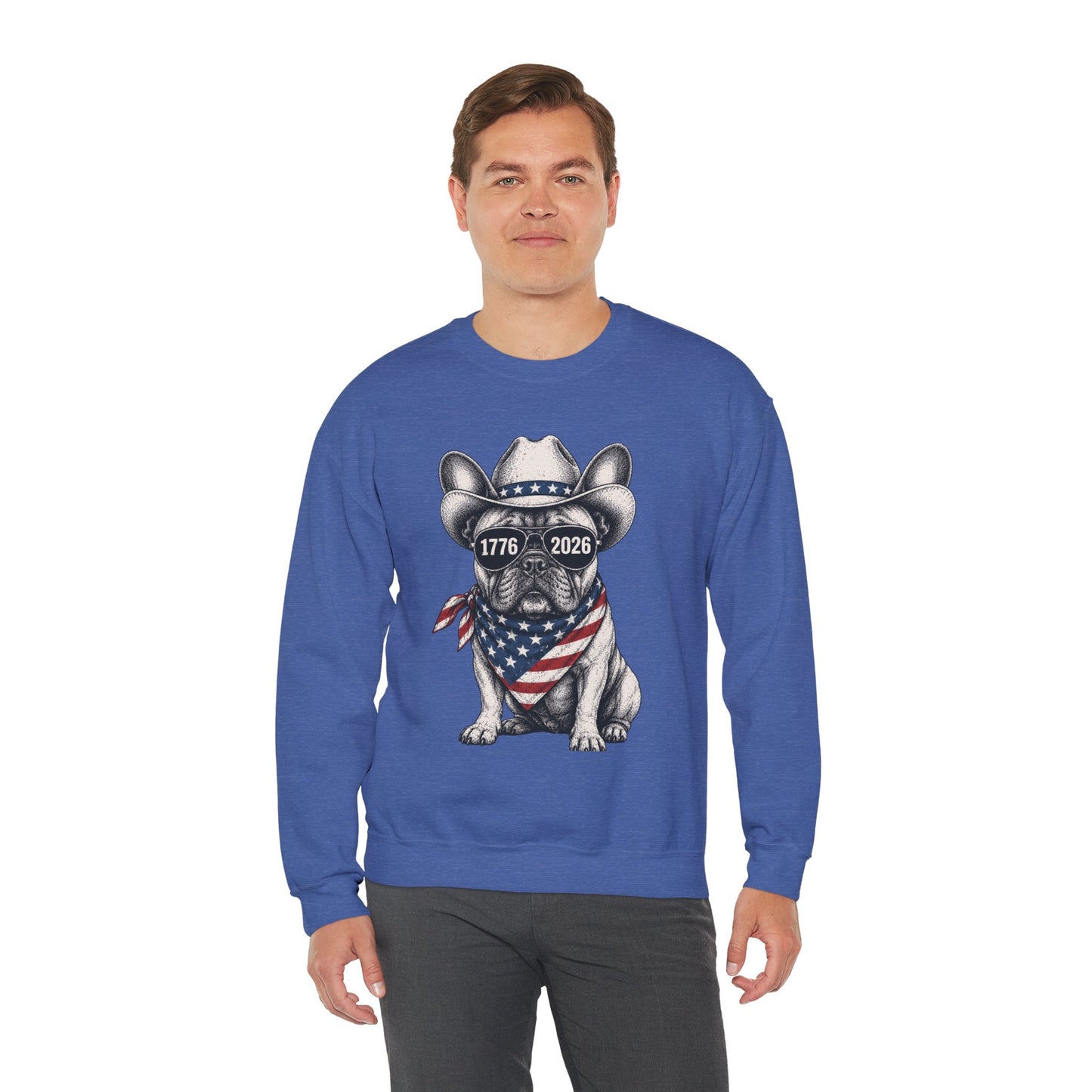 America 250 French Bulldog Sweatshirt, Patriotic Frenchie Crewneck, 1776 2026 USA Anniversary Sweatshirt, Fourth of July Dog Lover Gift