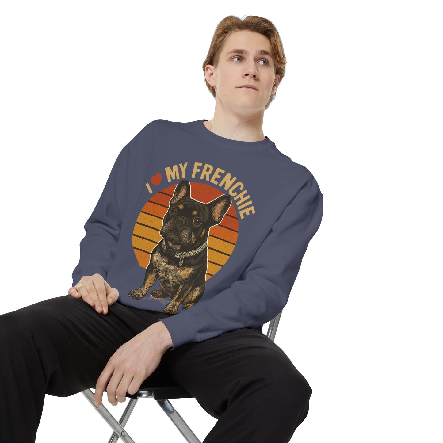 I Love My Frenchie Sweatshirt | Retro French Bulldog Pullover | Vintage Dog Lover Crewneck | Frenchie Mom & Dad Gift