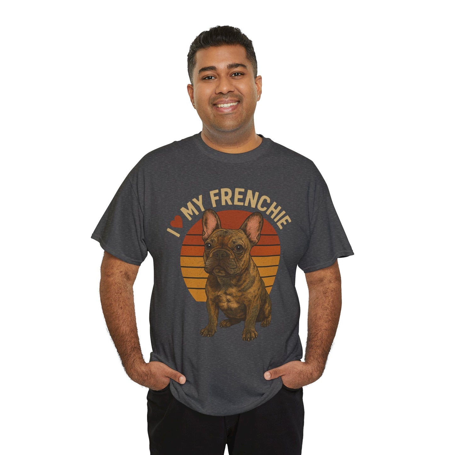 I Love My Frenchie T-Shirt | Brindle French Bulldog Retro Tee | Vintage Dog Lover Shirt | Frenchie Mom & Dad Gift