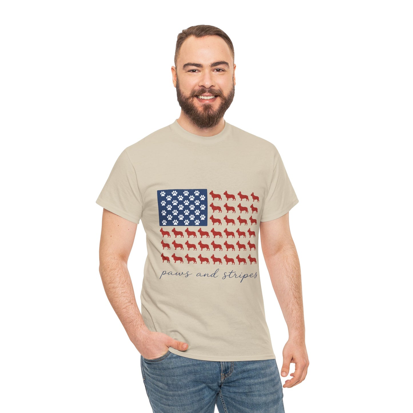 Paws and Stripes Shirt, Patriotic French Bulldog Tee, Frenchie American Flag Shirt, 4th of July Dog Lover Gift, USA Frenchie Tee