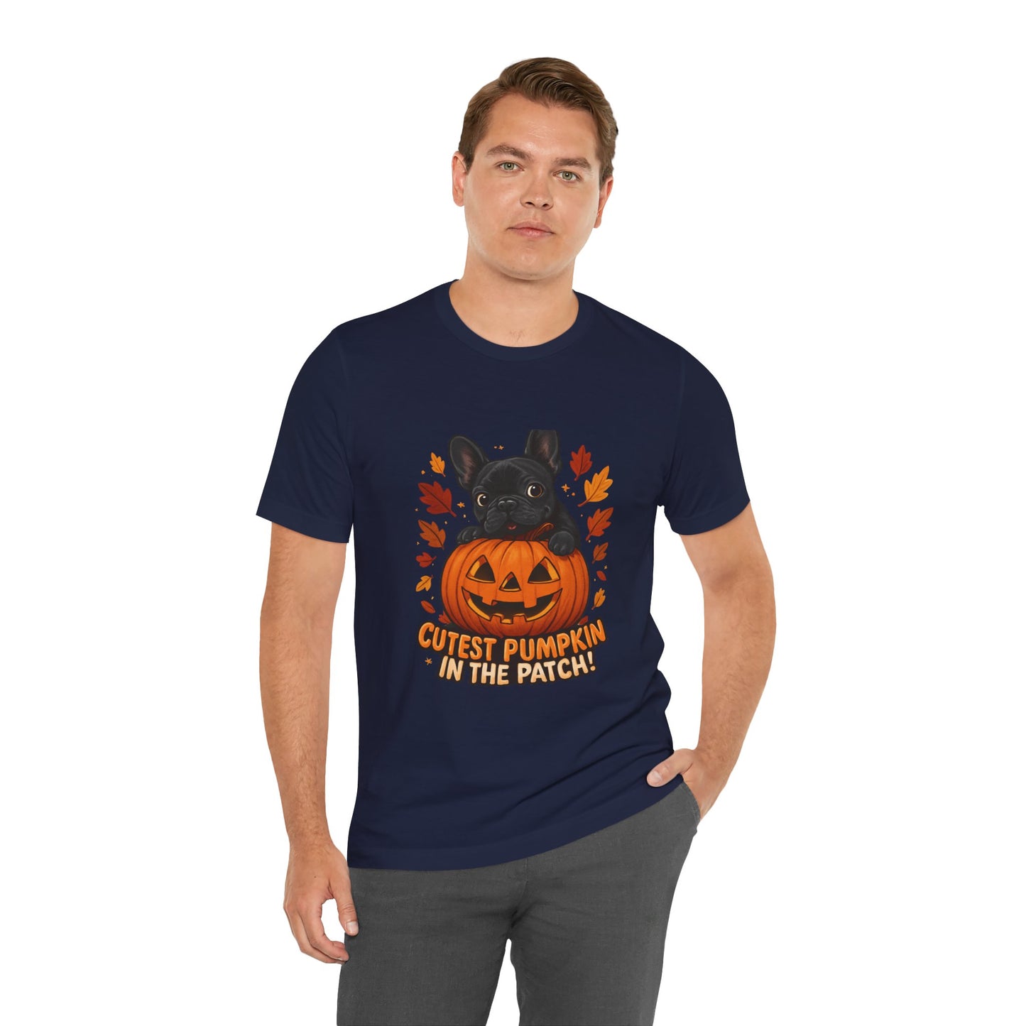 Cutest Pumpkin in the Patch Frenchie T-Shirt | Halloween Dog Lover Tee | Fall French Bulldog Shirt | Cute Pumpkin Patch Graphic Tee
