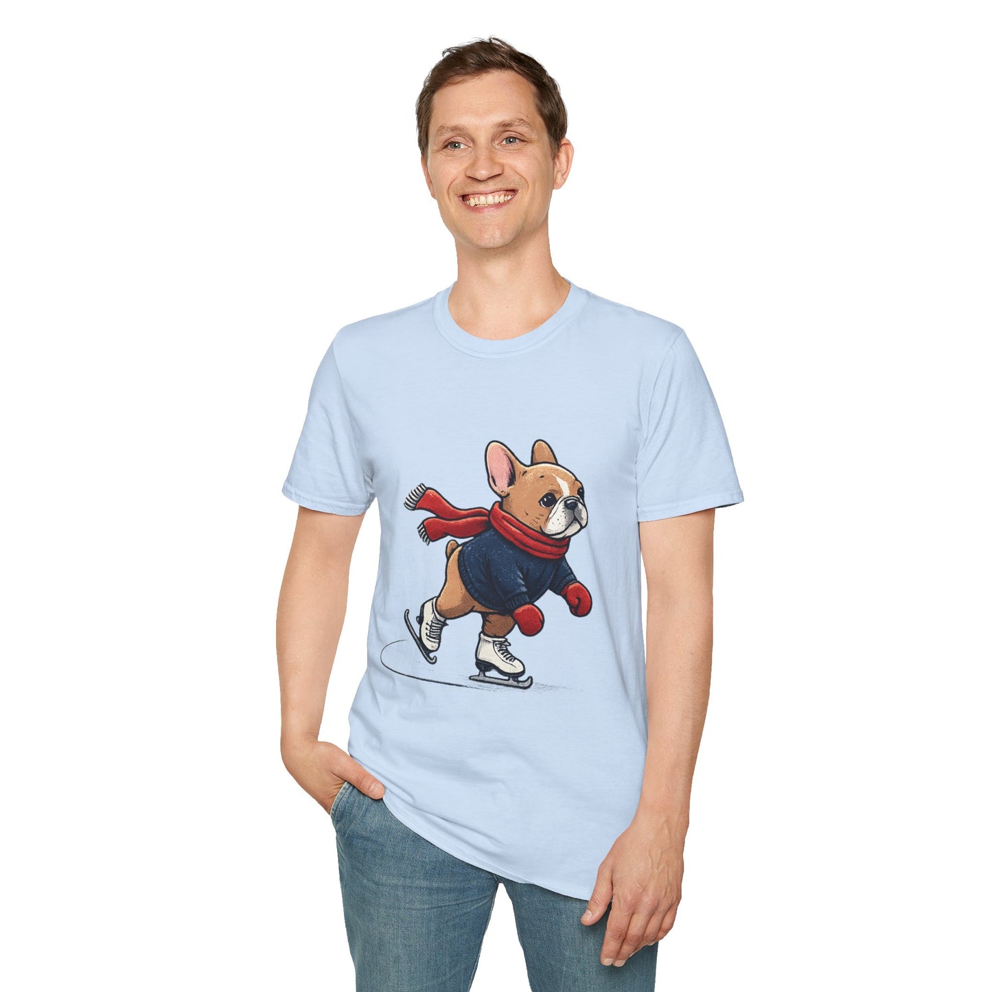 French Bulldog Ice Skating Shirt – Cute Winter Frenchie Tee, Holiday Dog Lover Gift, Skating Frenchie T-Shirt, Cozy Winter Puppy Graphic Tee