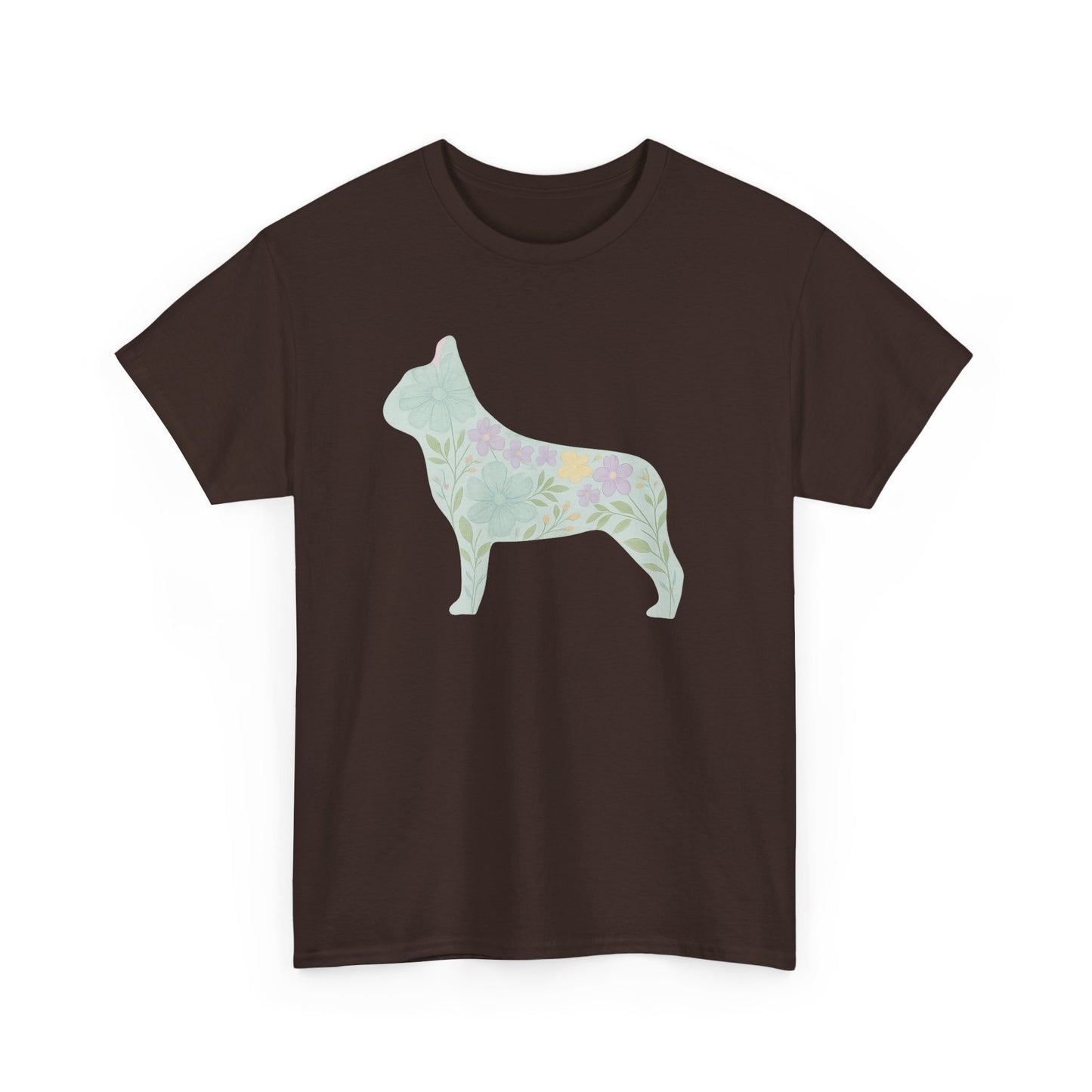 Floral French Bulldog T-Shirt | Pastel Dog Lover Tee | Soft Floral Frenchie Silhouette Shirt | Cute Gift for French Bulldog Moms
