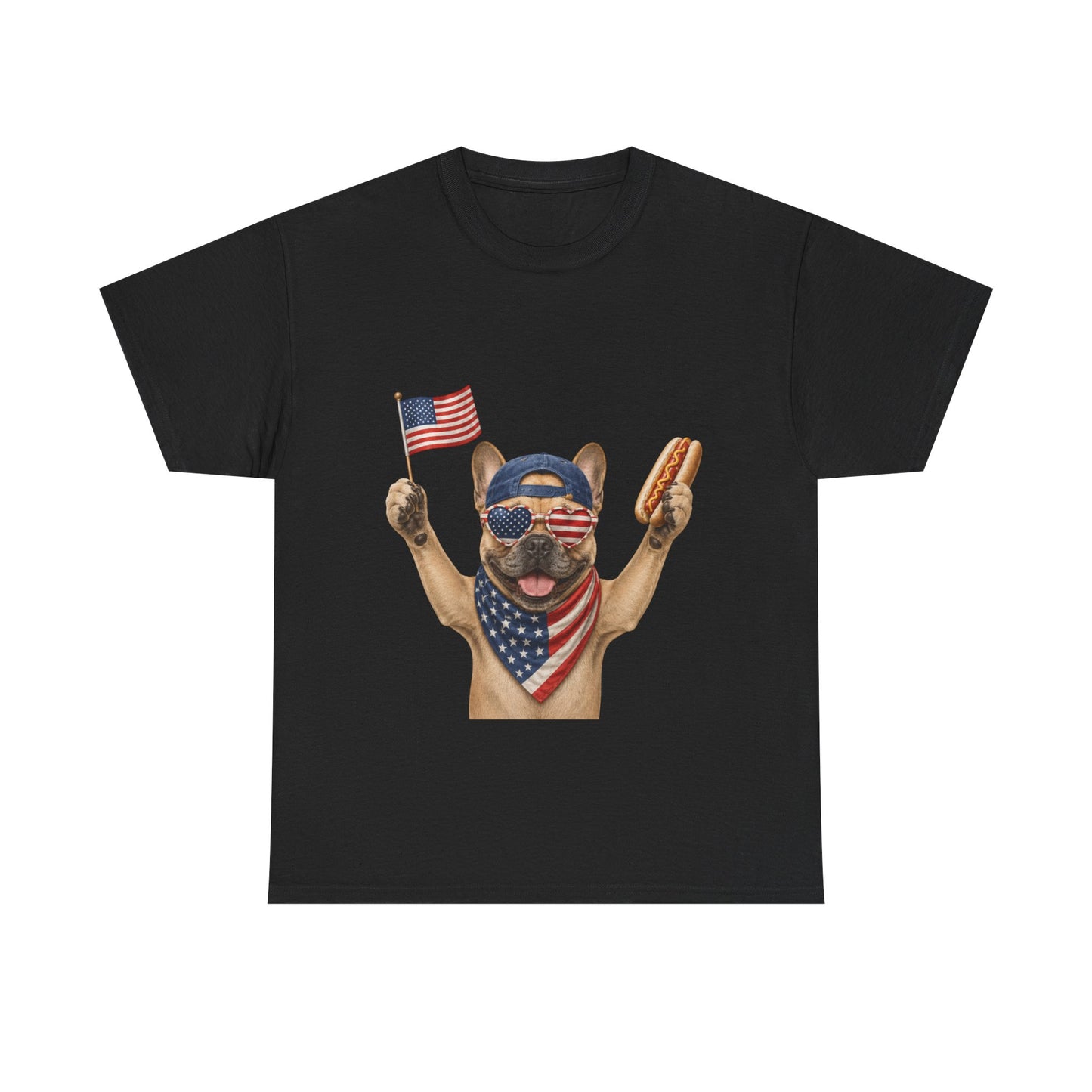 Patriotic French Bulldog Shirt, Funny Frenchie 4th of July Tee, American Flag Dog Shirt, Hot Dog French Bulldog Gift, USA Dog Lover Shirt