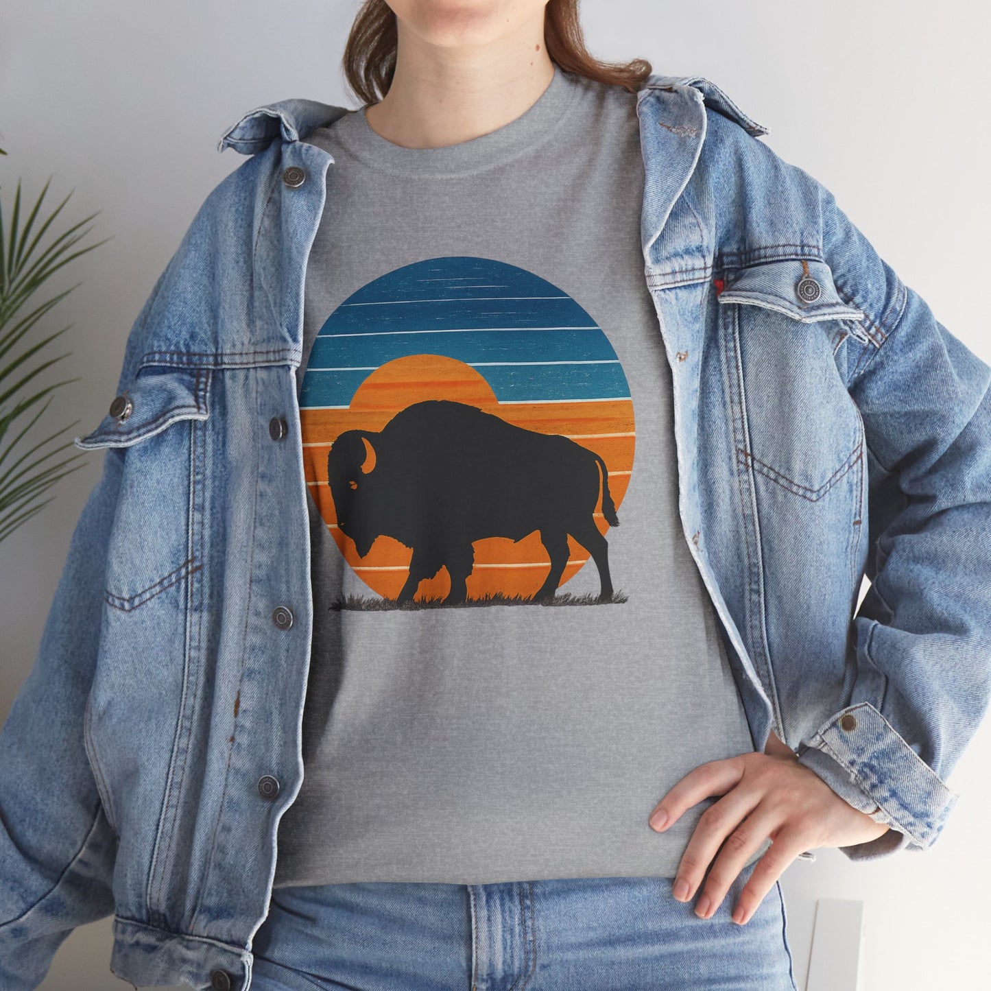 Oklahoma Bison Sunset Shirt | Retro Buffalo Tee | OKC Basketball Colors T-Shirt