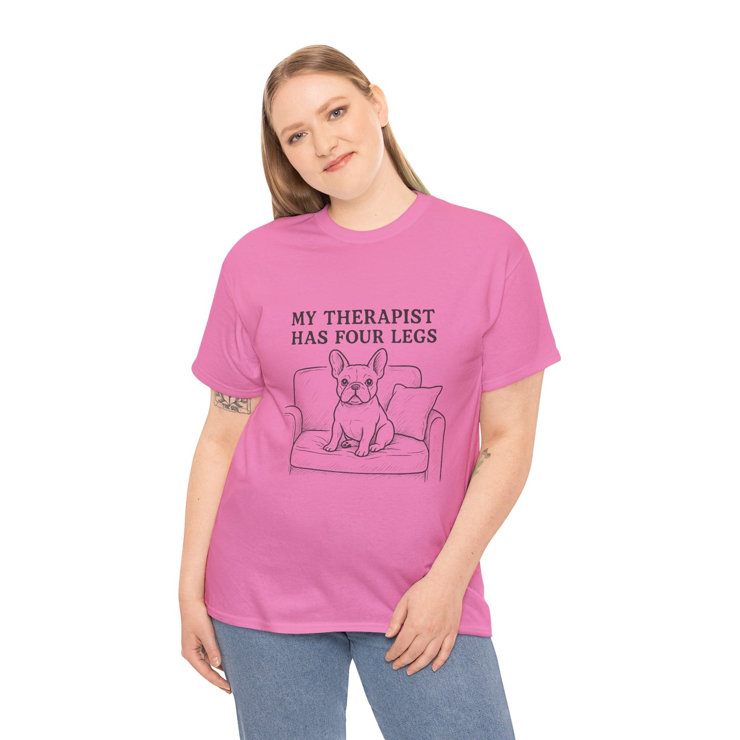 My Therapist Has Four Legs French Bulldog Shirt – Funny Dog Lover Tee, Frenchie Owner Gift, Mental Health Humor Shirt, Cute Pet Apparel