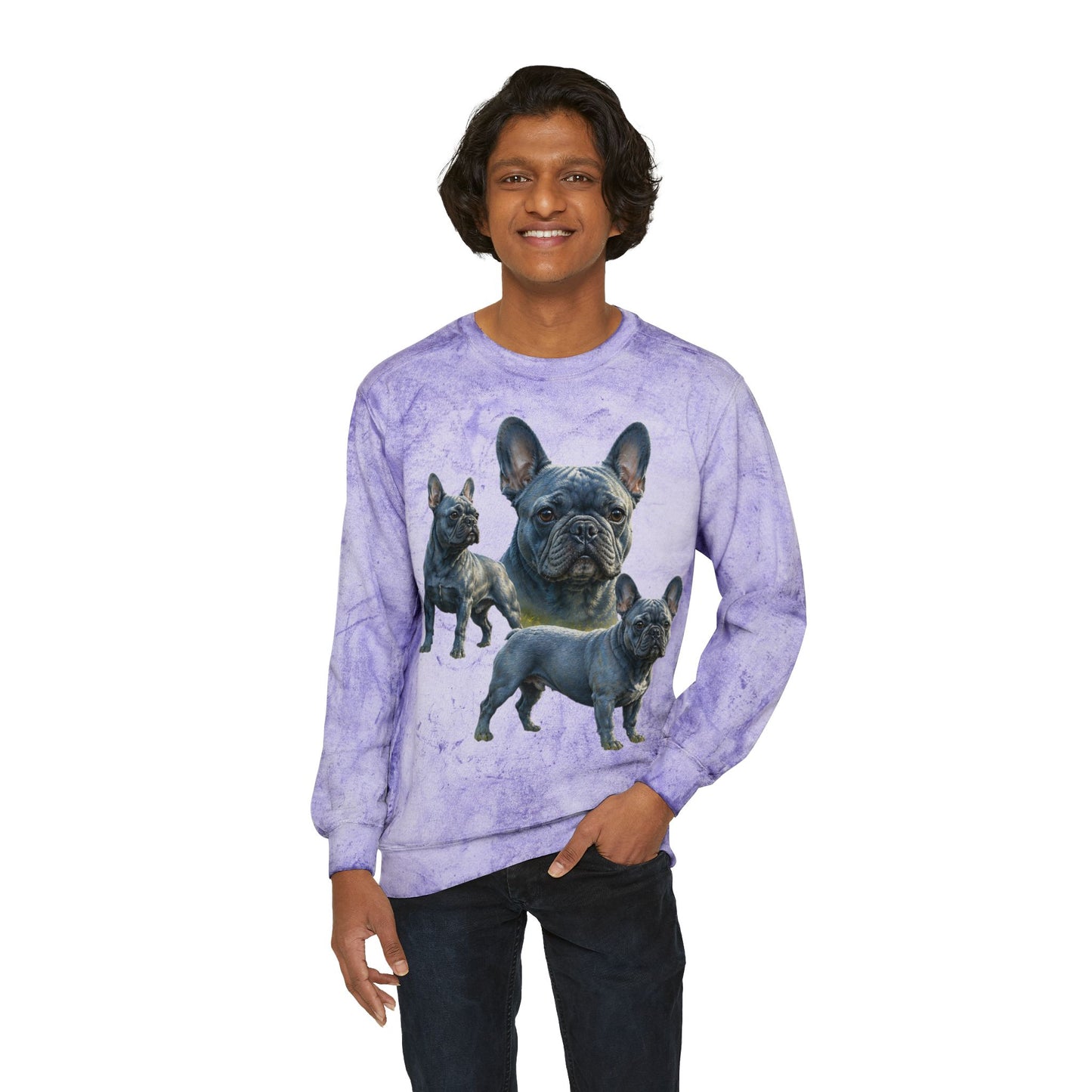 Blue French Bulldog Sweatshirt, Frenchie Crewneck, Realistic French Bulldog Sweatshirt, Dog Mom Gift, Blue Frenchie Graphic Sweatshirt, French Bulldog Lover