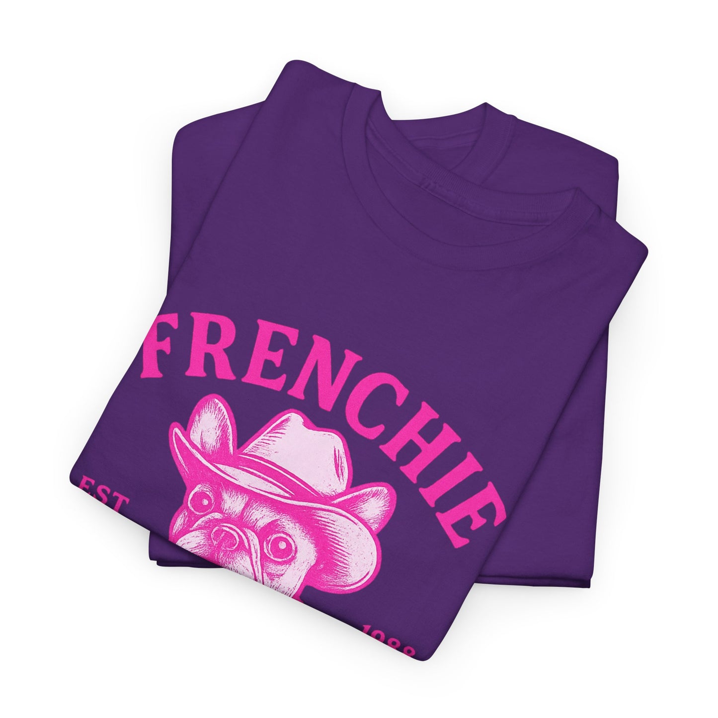 Frenchie Cowboy Club Pink T-Shirt | Hot Pink Western Dog Lover Tee | Tulsa OK French Bulldog Shirt