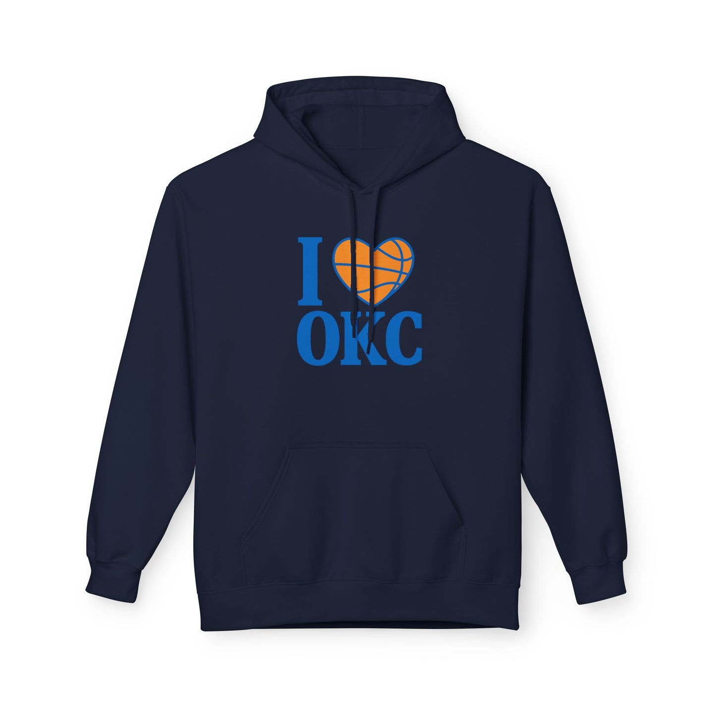 I Love OKC Basketball Hoodie | Oklahoma City Fan Pullover | Blue & Orange Game Day Sweatshirt