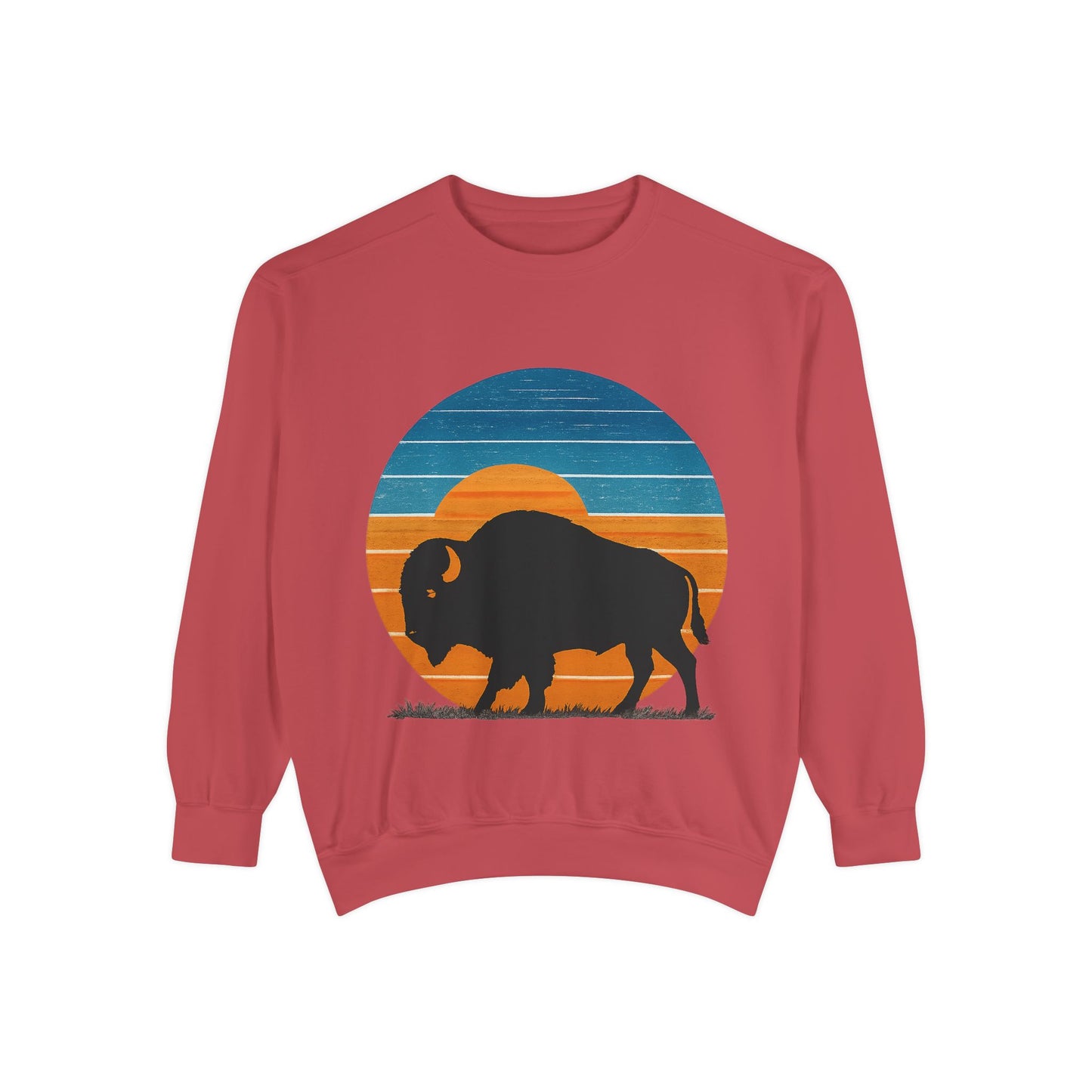 Oklahoma City Basketball Sweatshirt | Sunset Bison Pullover | Retro OKC Game Day Crewneck | Blue & Orange Thunder Inspired Sweater