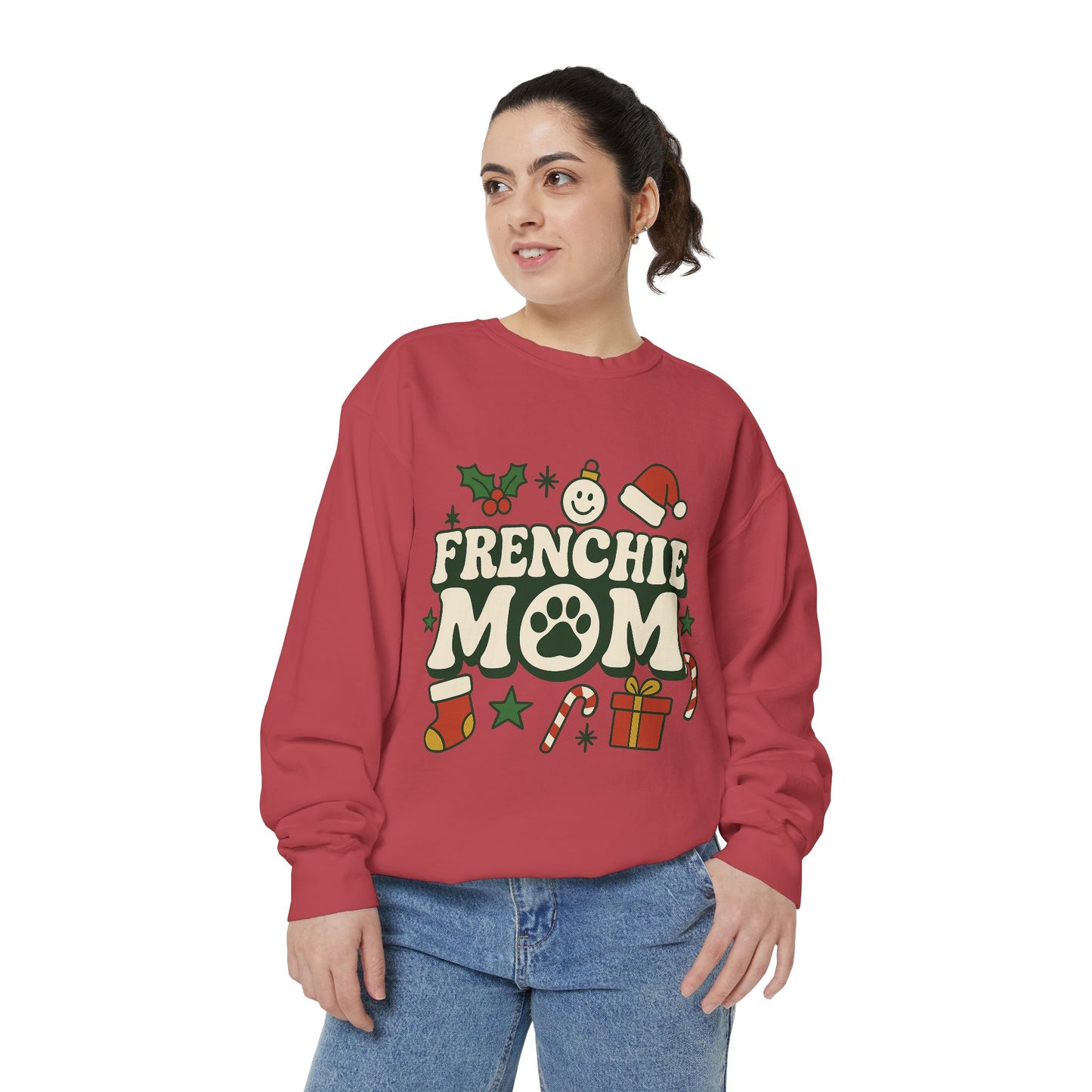 Frenchie Mom Christmas Sweatshirt | Holiday Dog Mom Pullover | Cute French Bulldog Crewneck | Festive Dog Lover Gift Sweater