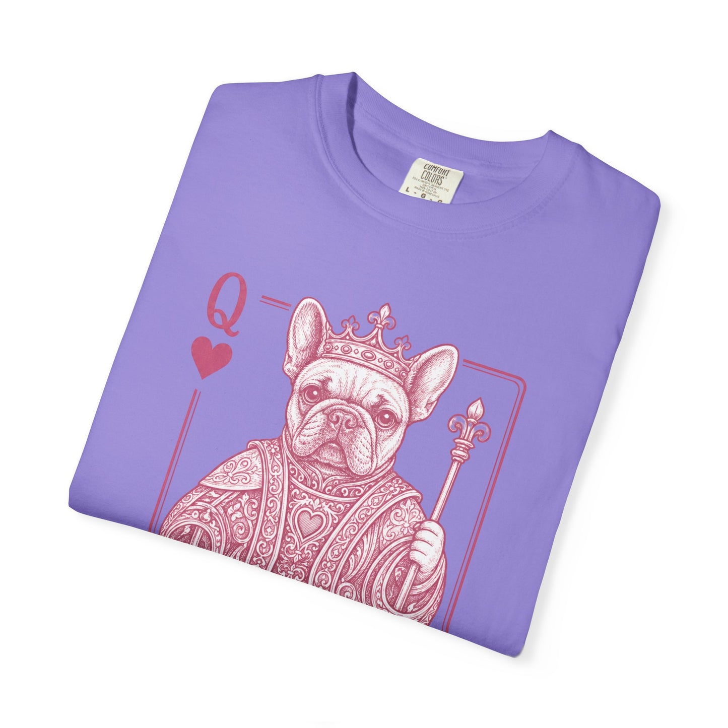 Queen of Hearts French Bulldog Shirt, Frenchie Queen Playing Card Tee, Dog Mom Gift, Cute French Bulldog Graphic Shirt, Royal Frenchie T-Shirt
