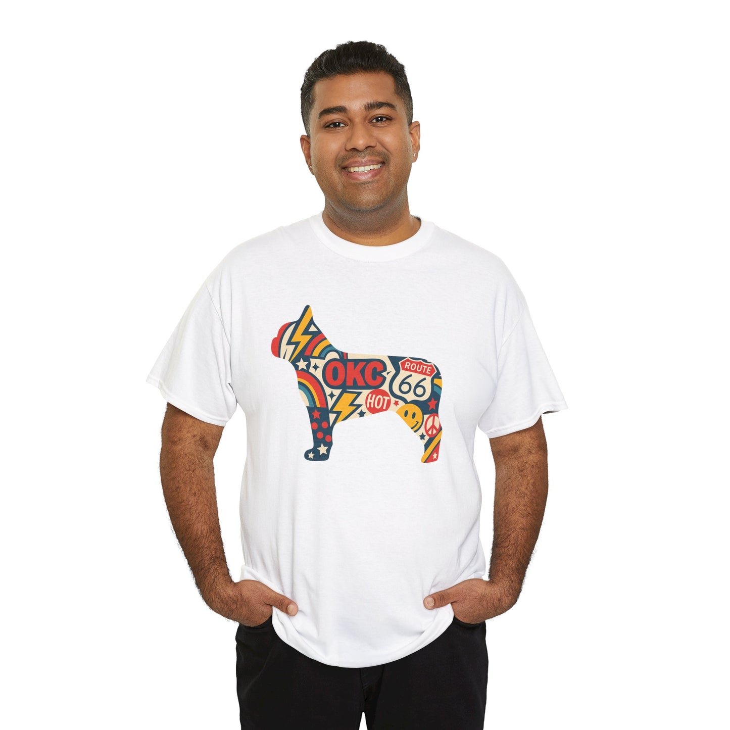 Oklahoma Route 66 French Bulldog T-Shirt | Retro OKC Frenchie Tee | Vintage Route 66 Dog Lover Shirt | Oklahoma Pride Gift for Frenchie Fans