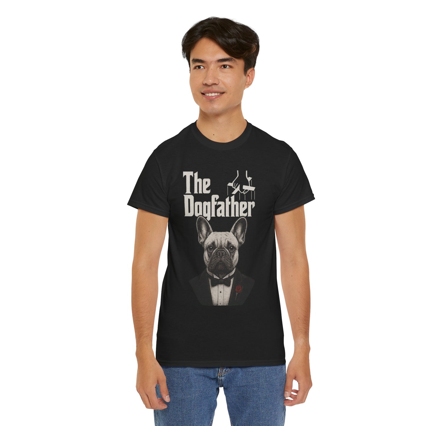 The Dogfather French Bulldog T-Shirt | Funny Dog Dad Tee | Frenchie Lover Gift | Mafia Style Pet Parent Graphic Shirt