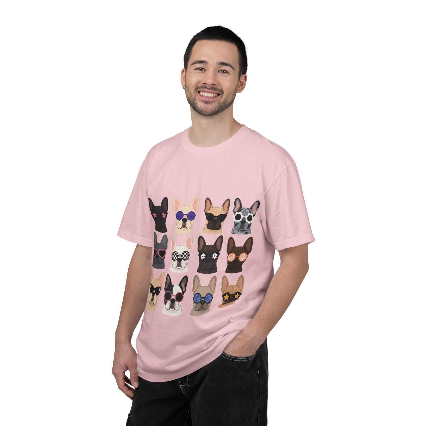 French Bulldog Sunglasses Shirt, Frenchie Faces Tee, Cute French Bulldog Shirt, Colorful Frenchie Dog Lover Gift, Dog Mom Graphic Tee