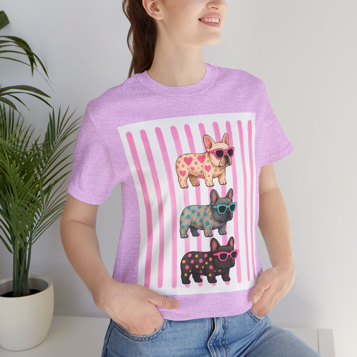 Cute French Bulldog Shirt, Pink Frenchie Sunglasses Tee, Colorful Frenchie Graphic Shirt, Dog Mom Gift, French Bulldog Lover T-Shirt