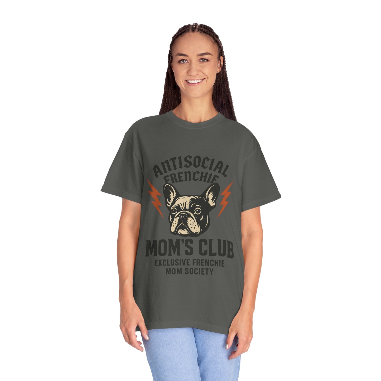 Antisocial Frenchie Mom’s Club Shirt – Retro French Bulldog Mom Tee, Funny Frenchie Lover Gift, Vintage Dog Mom Graphic T-Shirt